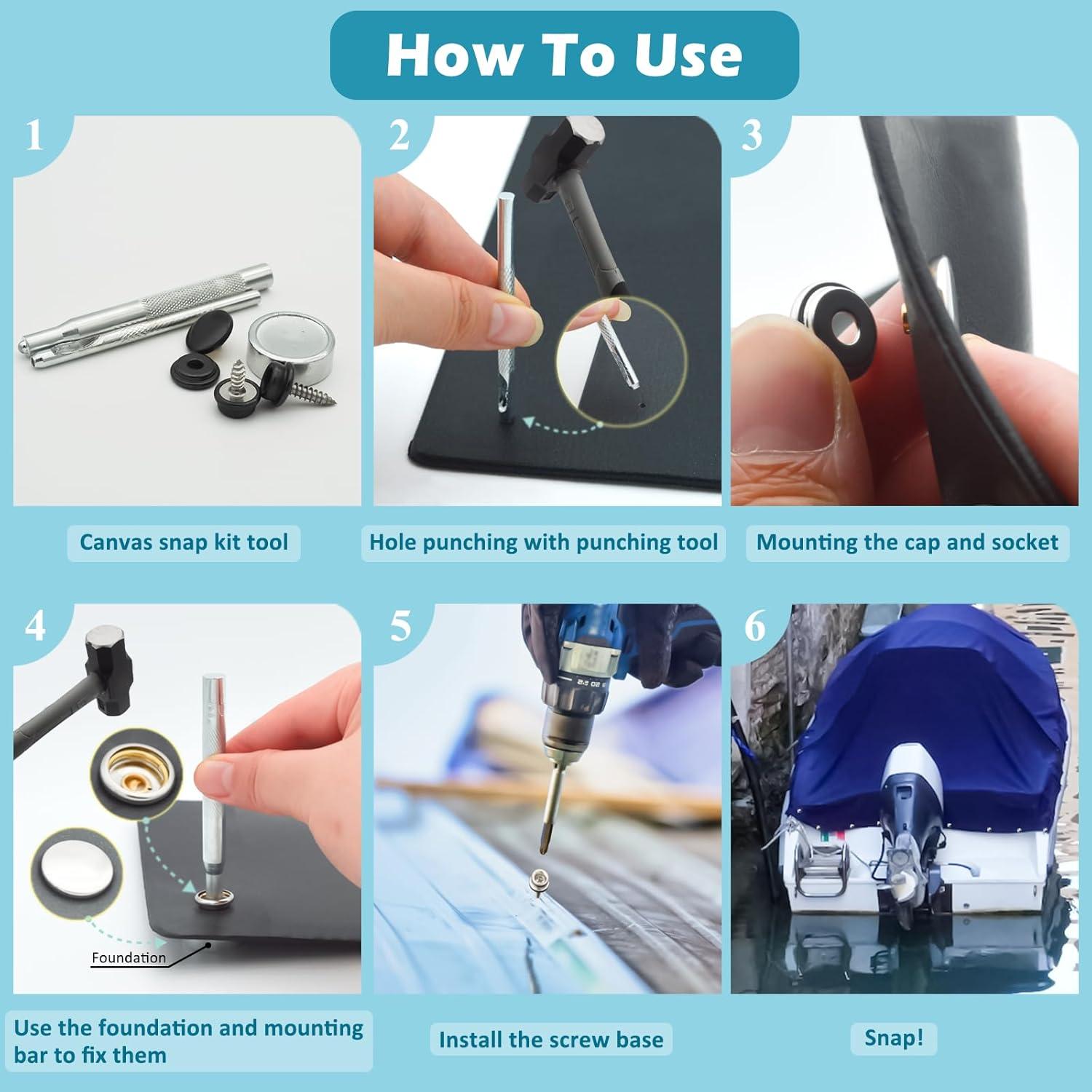 Kit de Botones de Lona Hoeine HE - 40 Juegos de Acero Inoxidable