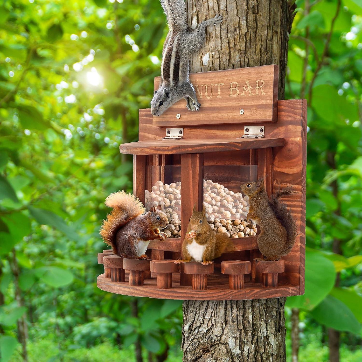 Alimentador de Ardillas MIXUMON de Madera 33.8x32cm