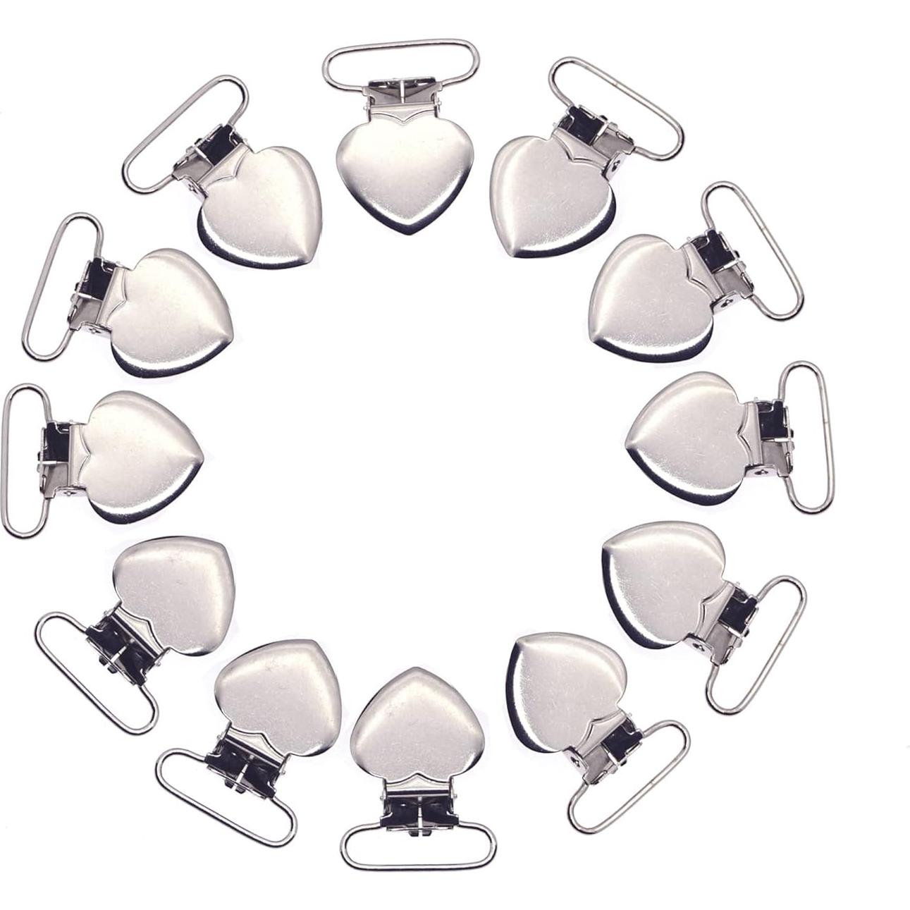 Clips de Suspensión de Corazón Plateado 10pcs - Metal y Plástico