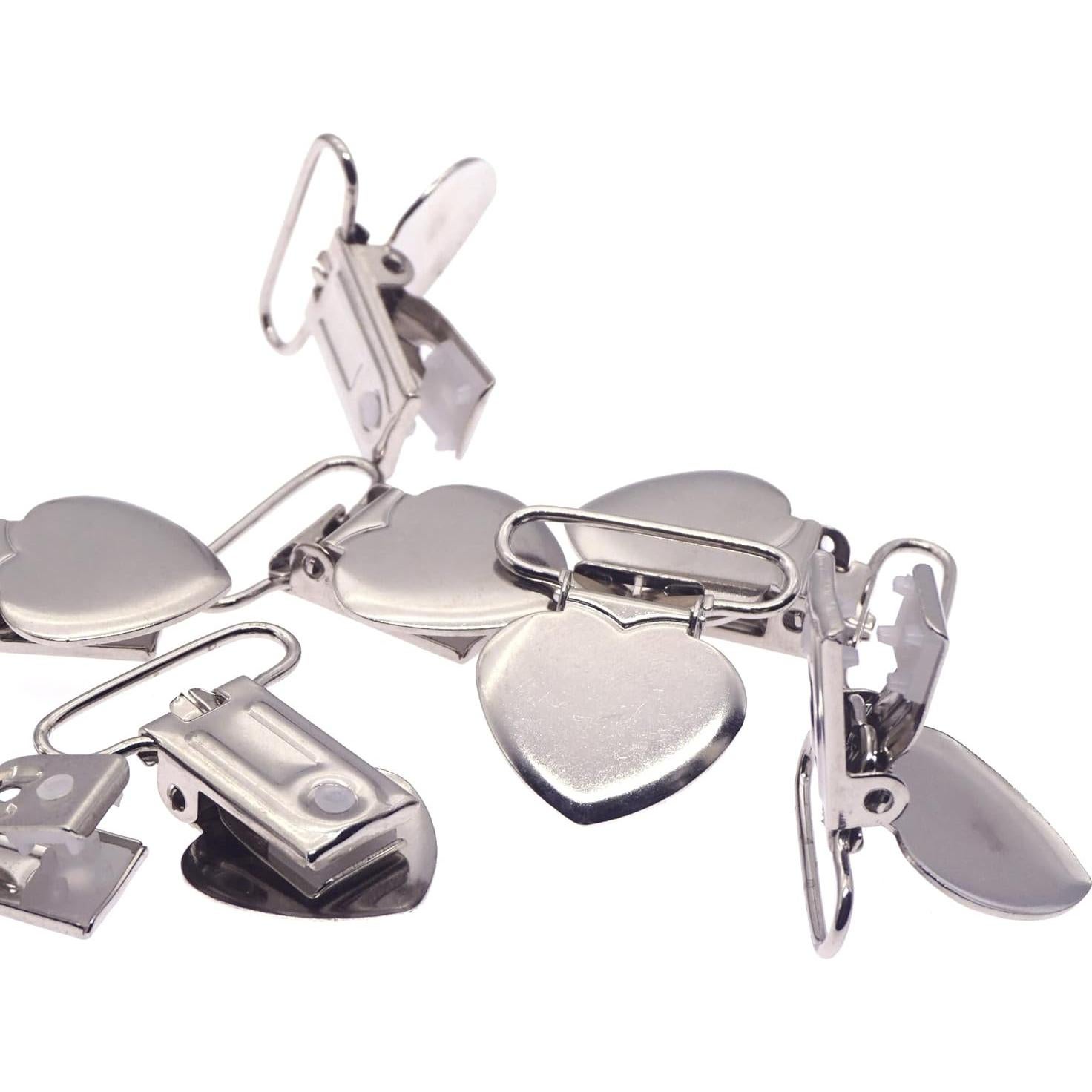 Clips de Suspensión de Corazón Plateado 10pcs - Metal y Plástico