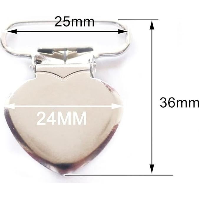 Clips de Suspensión de Corazón Plateado 10pcs - Metal y Plástico