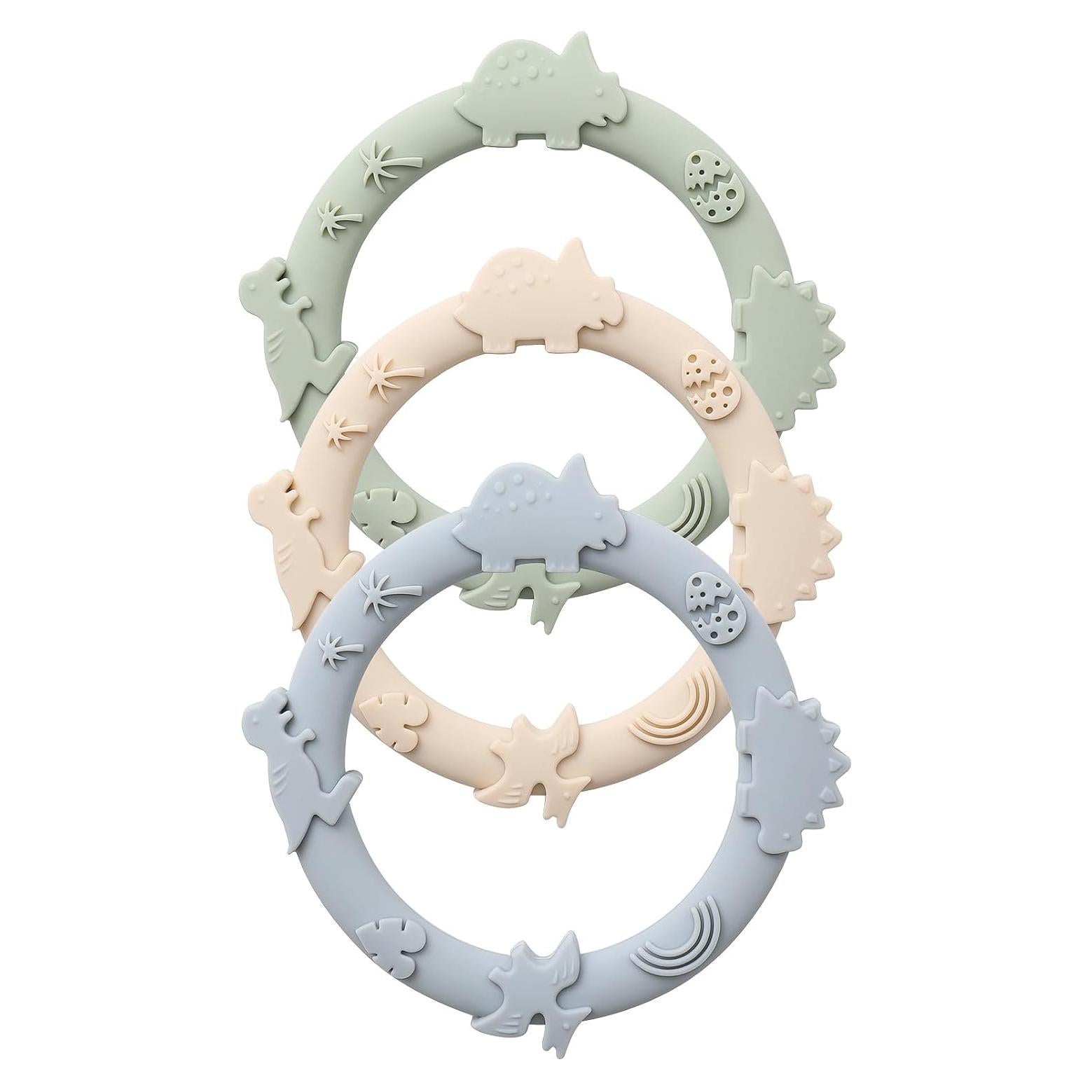 Mordedores de Silicona YIVEKO 3 Piezas Dinosaurio Bebé