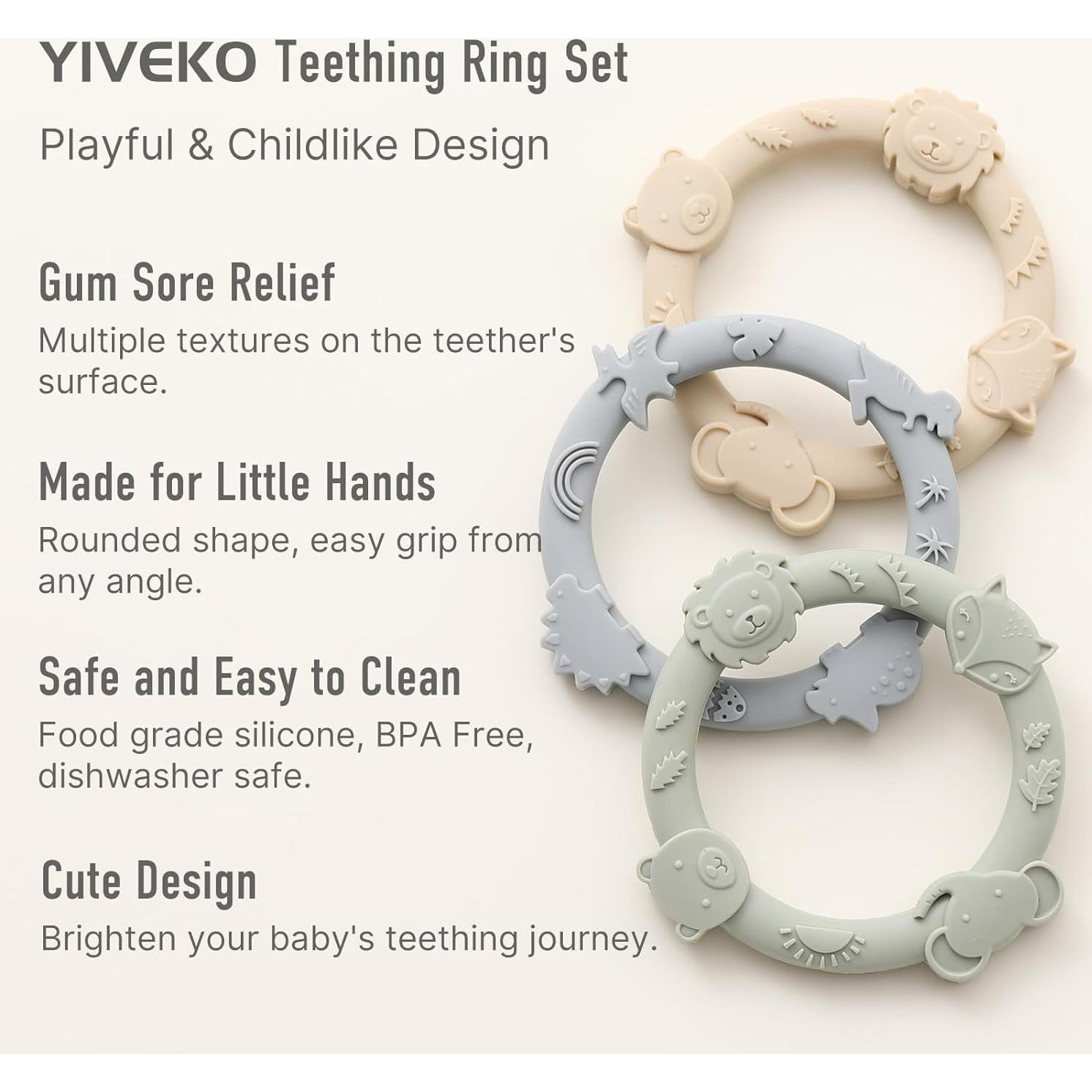 Mordedores de Silicona YIVEKO 3 Piezas Dinosaurio Bebé