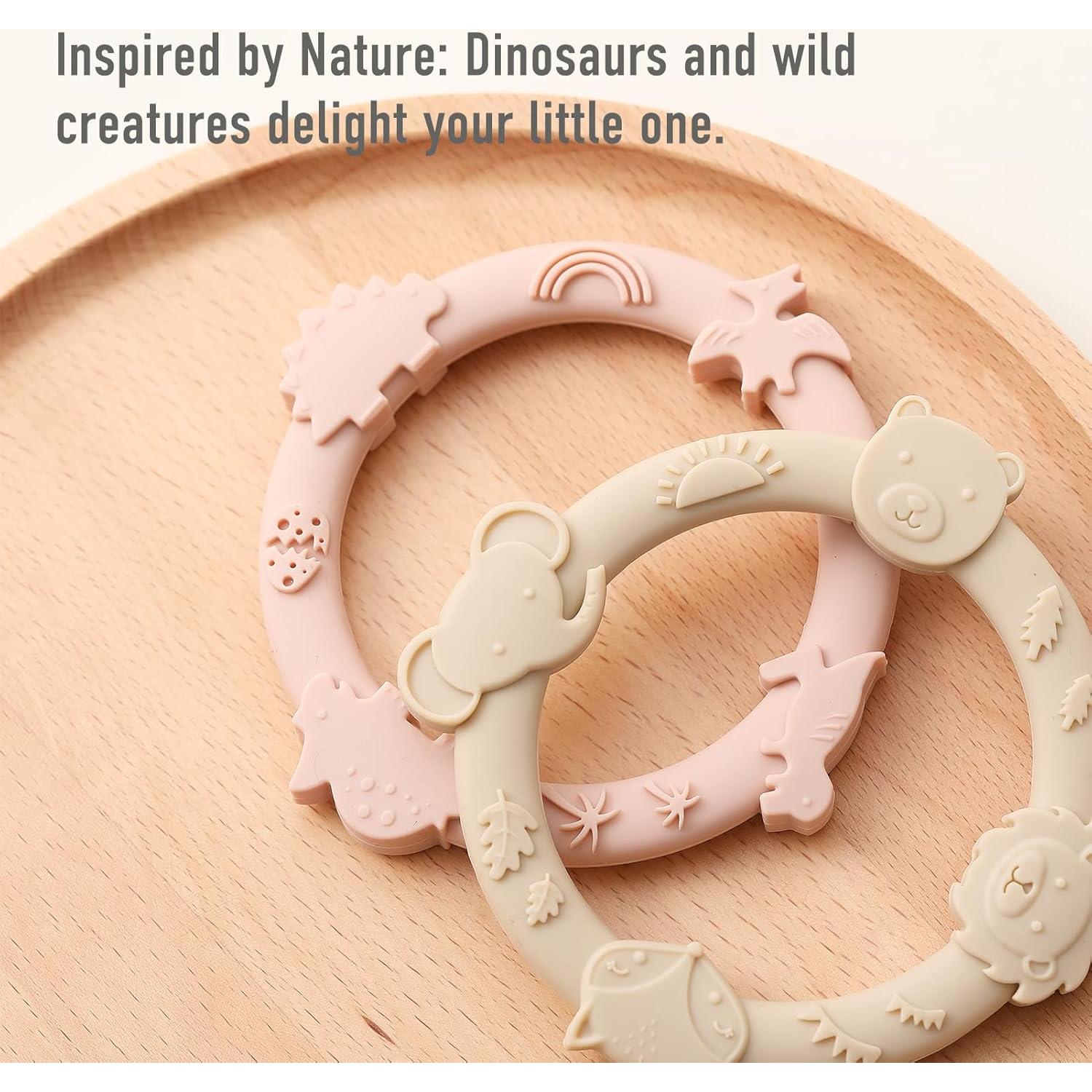 Mordedores de Silicona YIVEKO 3 Piezas Dinosaurio Bebé