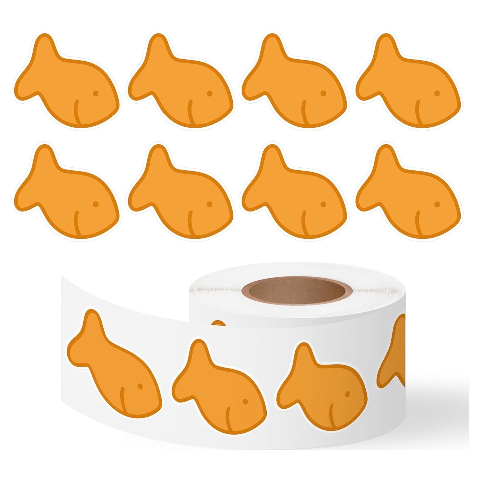 Rollo de Pegatinas BkeeCten Galletas de Pez Dorado 500pcs