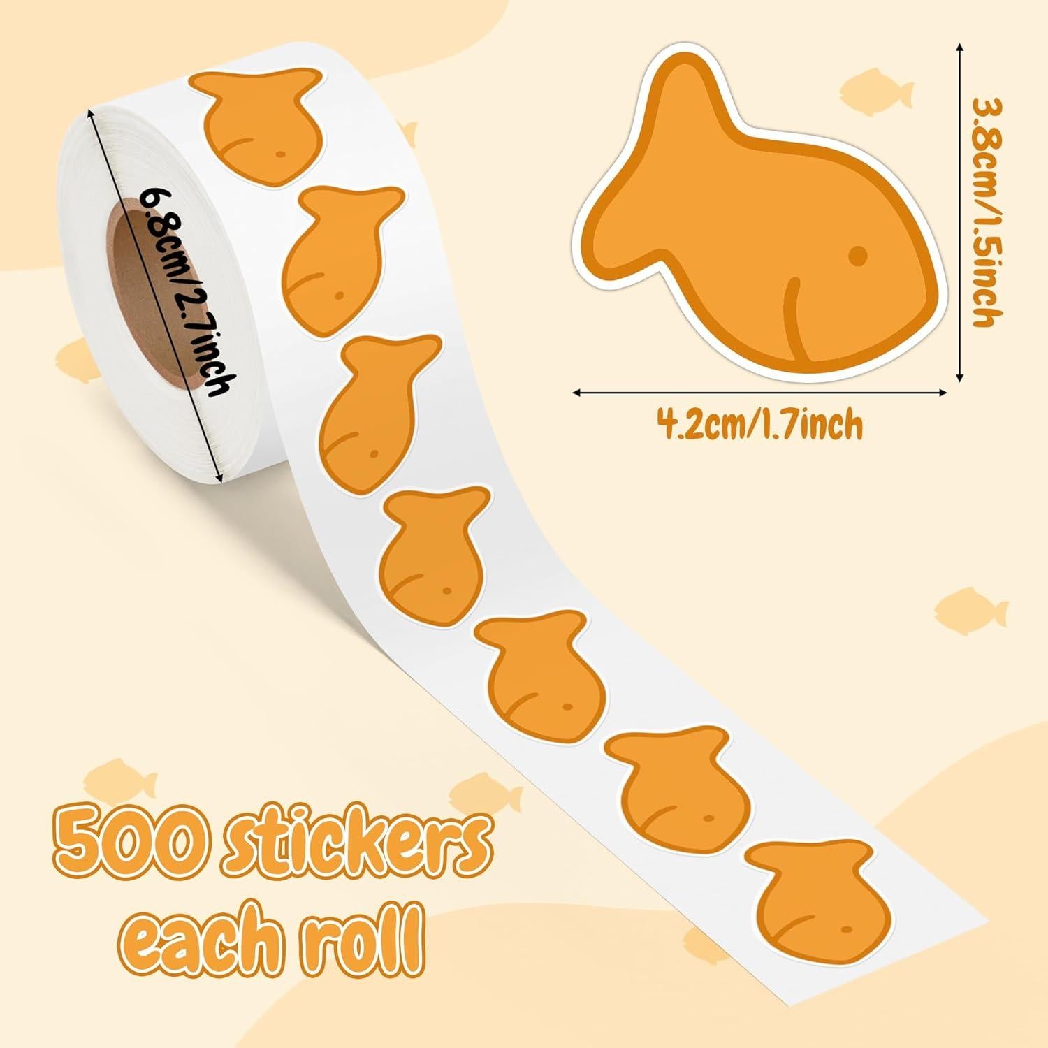 Rollo de Pegatinas BkeeCten Galletas de Pez Dorado 500pcs