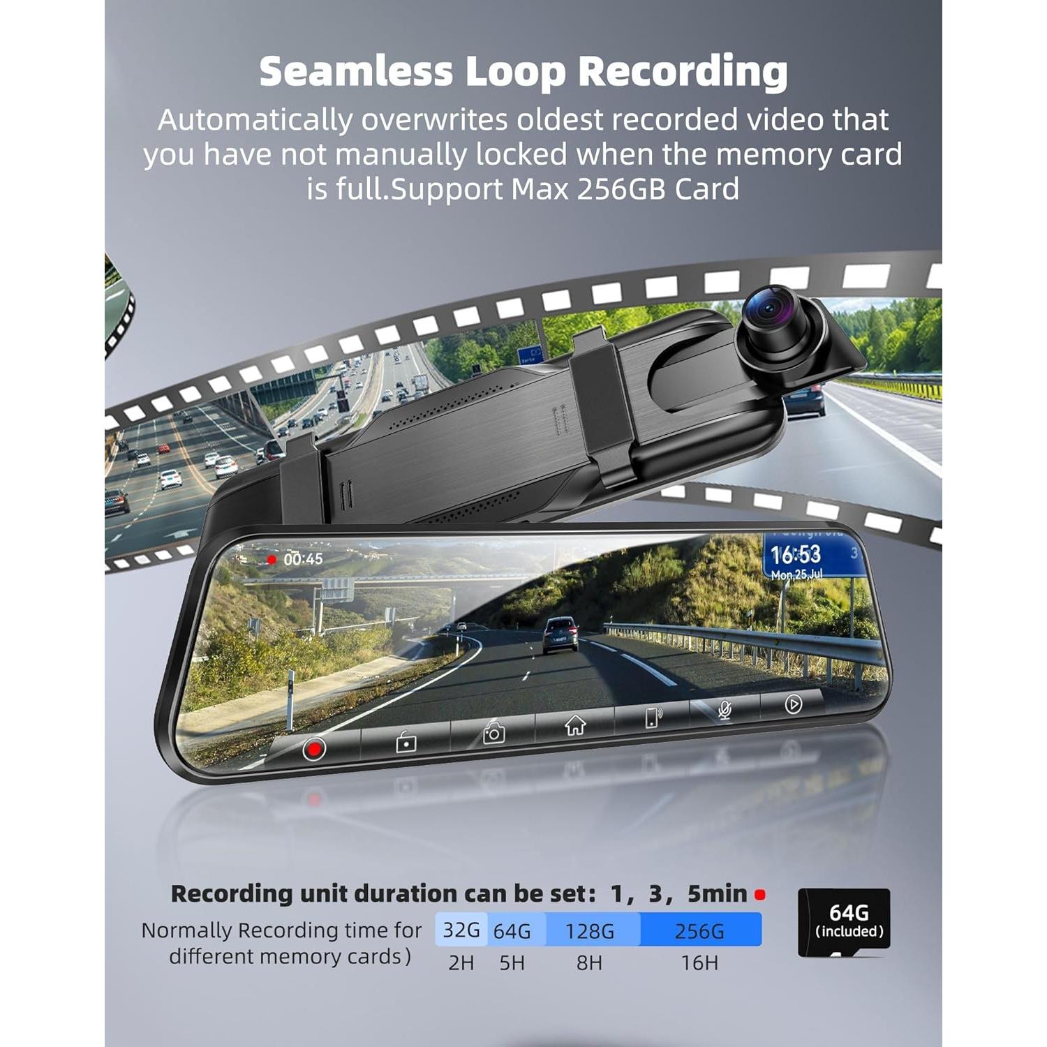 Espejo Inteligente Dash Cam KOUENOM P11 10" 2.5K Control de Voz