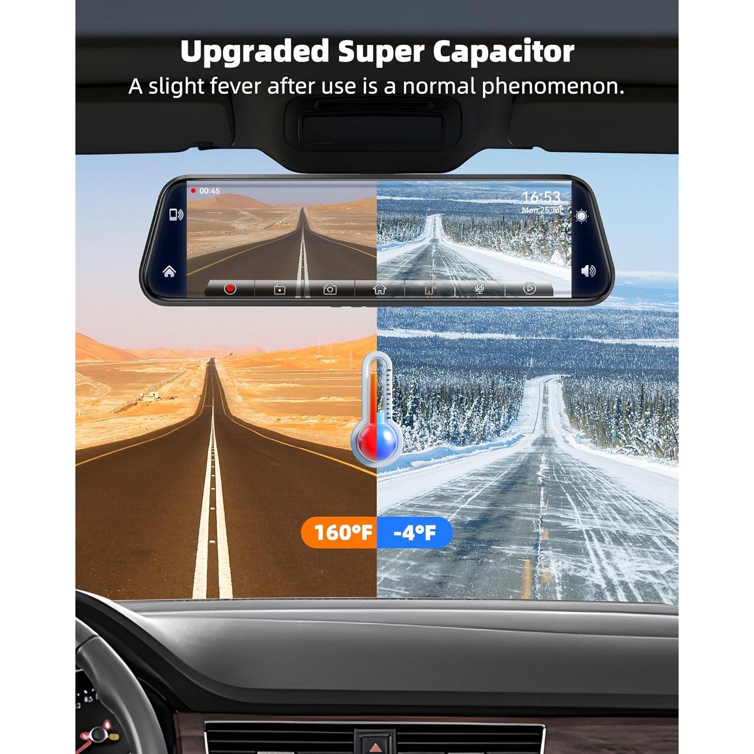 Espejo Inteligente Dash Cam KOUENOM P11 10" 2.5K Control de Voz