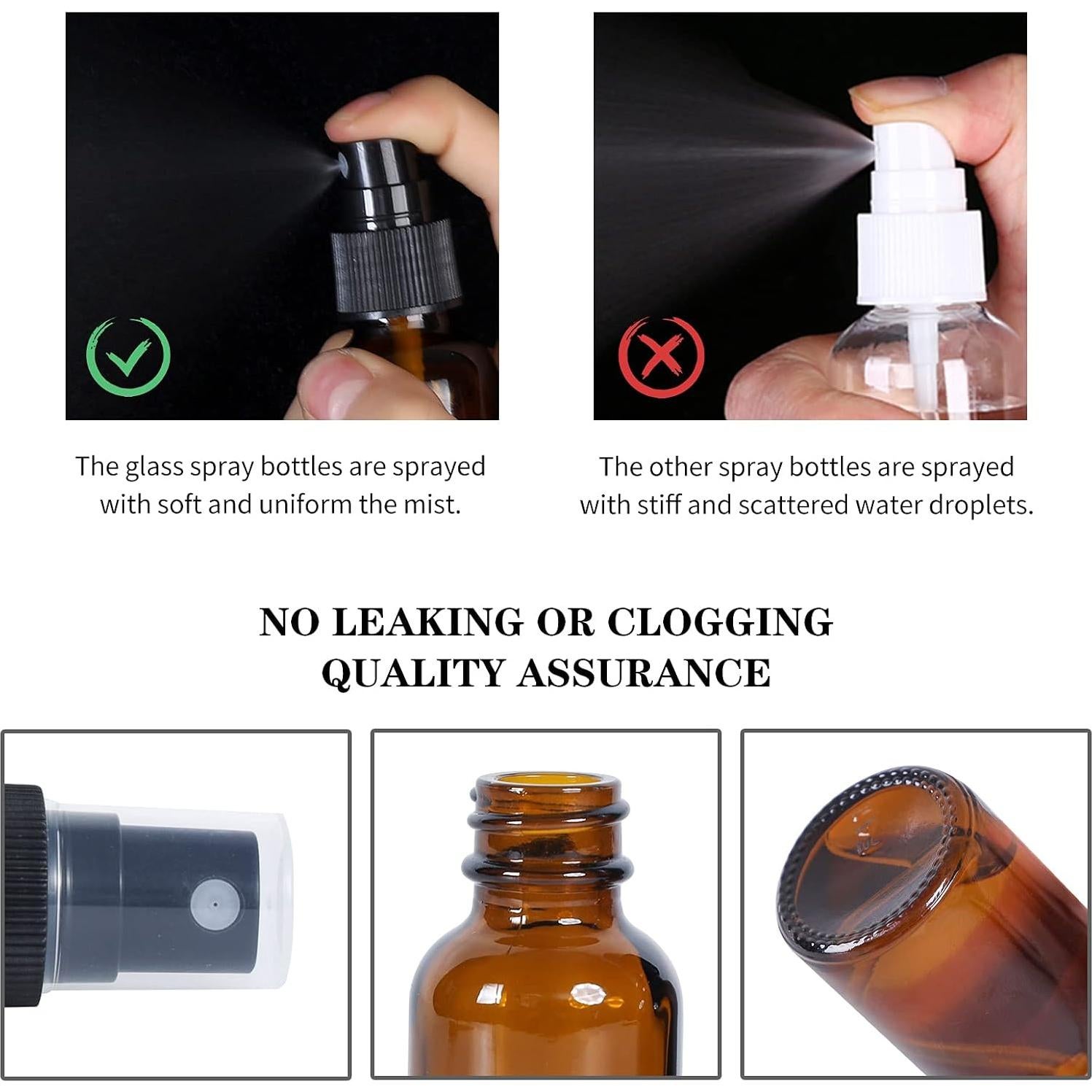 Botellas de Spray de Vidrio Ámbar 60ml YONKAN - Paquete de 12