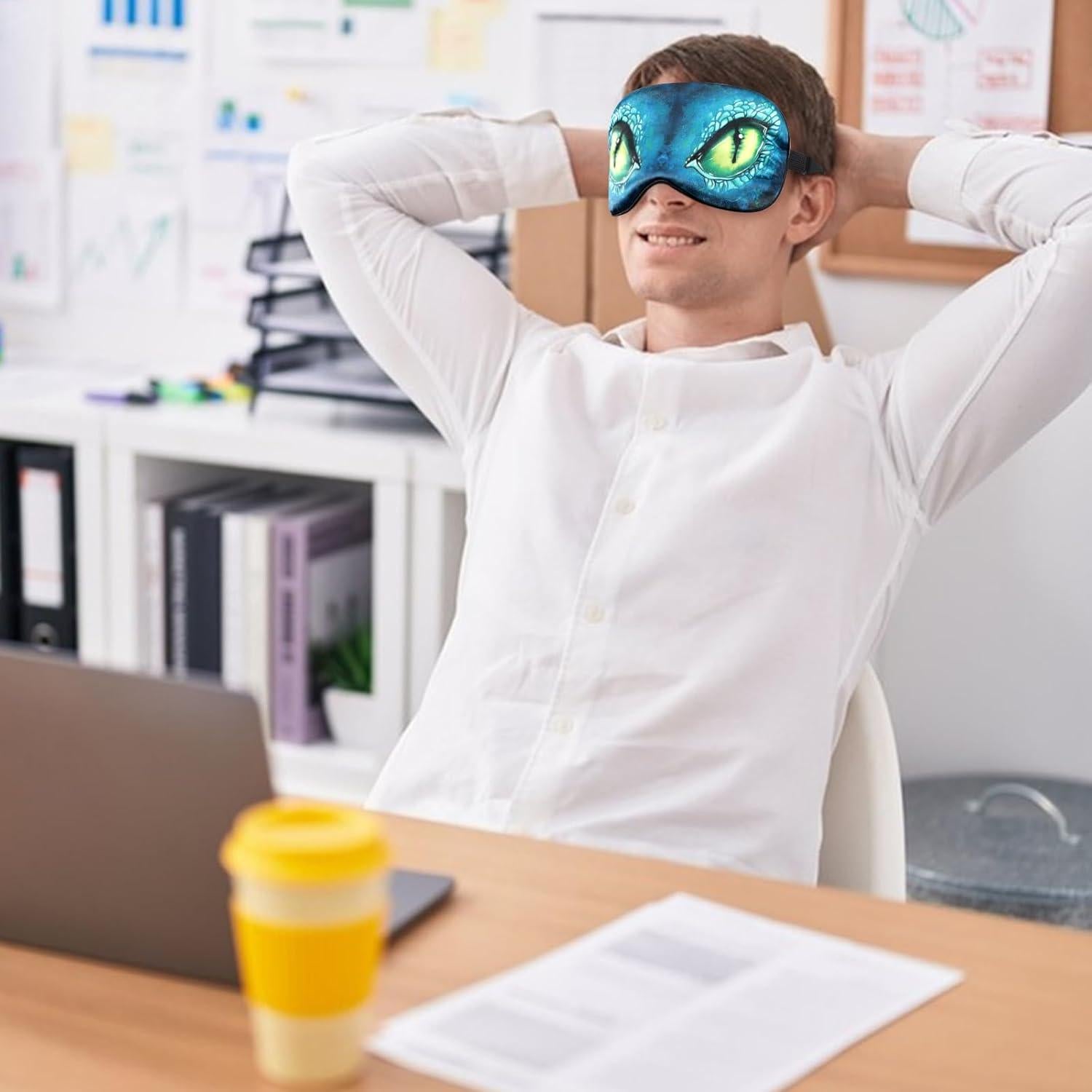 2 Máscaras de Sueño para Niños Aze-US, Ojos de Dinosaurio Verde