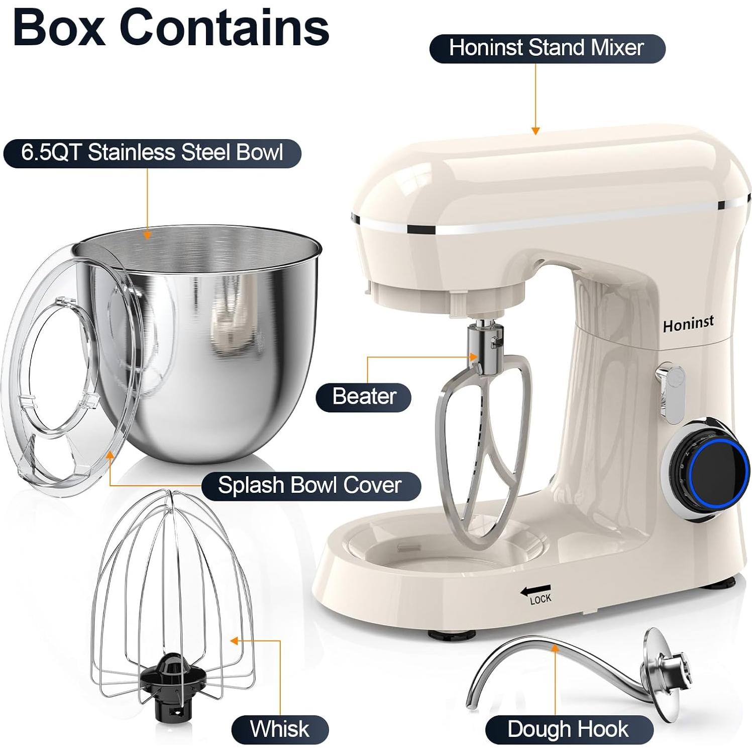 Batidora de pie Honinst 6.5L 10 velocidades beige