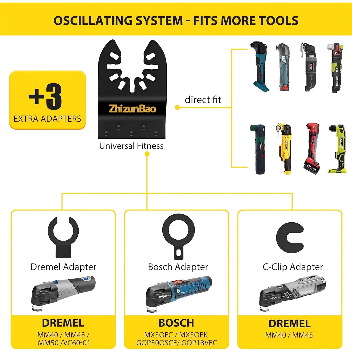 12 Cuchillas Oscilantes Titanio ZhizunBao para Madera y Metal