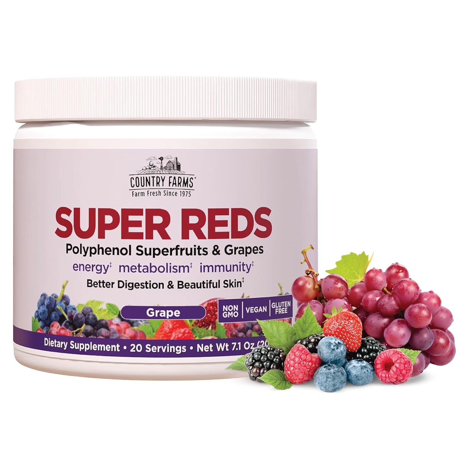 Country Farms Super Reds 200g - Superalimento Energizante Sabor Uva