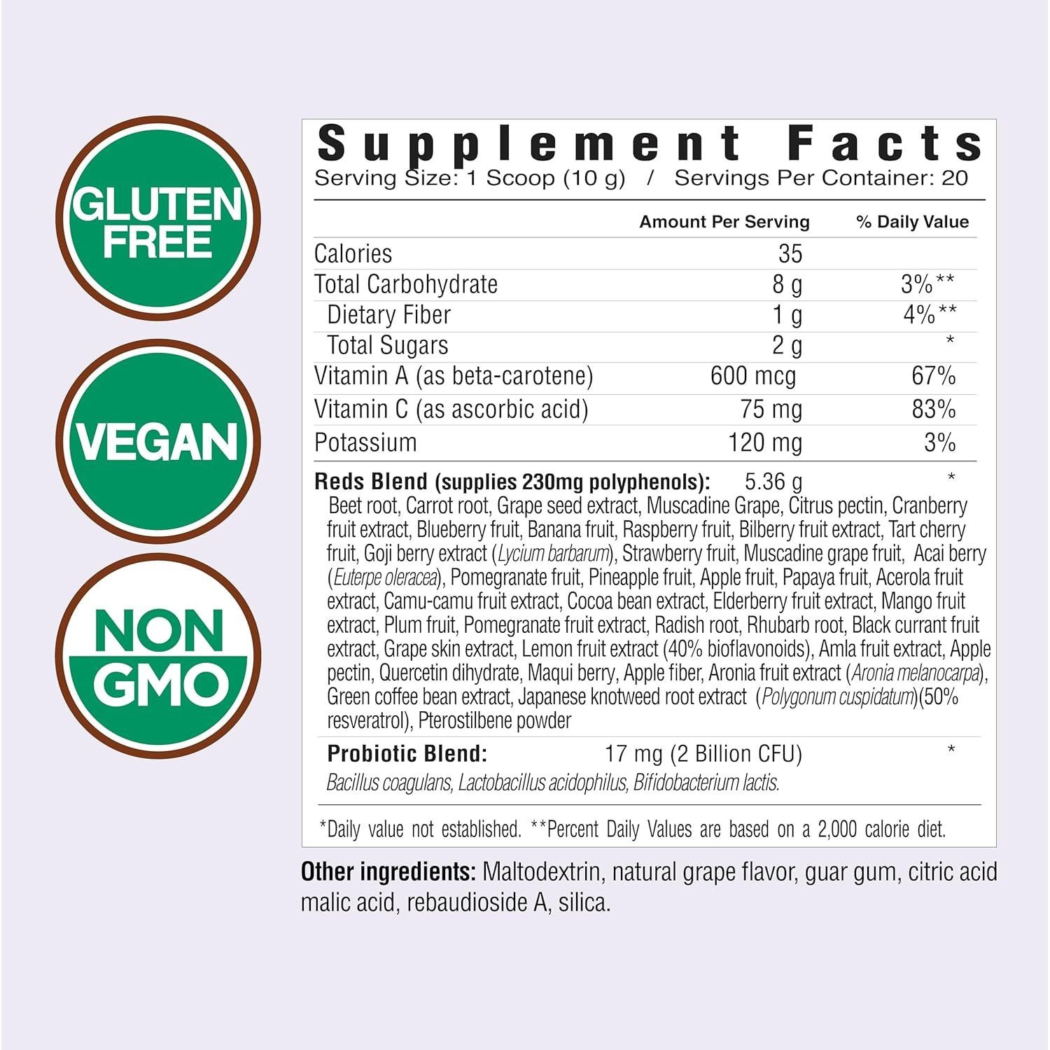 Country Farms Super Reds 200g - Superalimento Energizante Sabor Uva