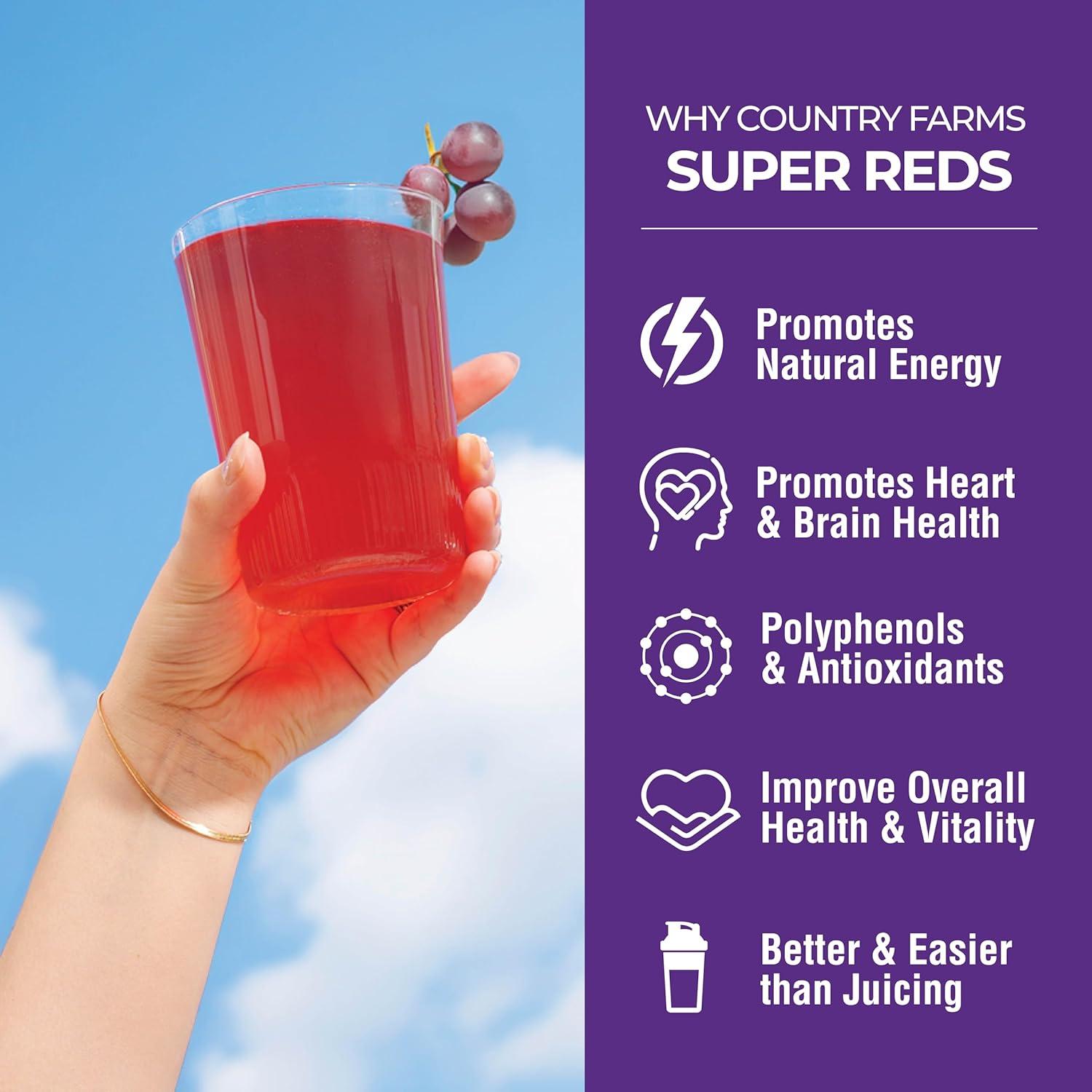 Country Farms Super Reds 200g - Superalimento Energizante Sabor Uva