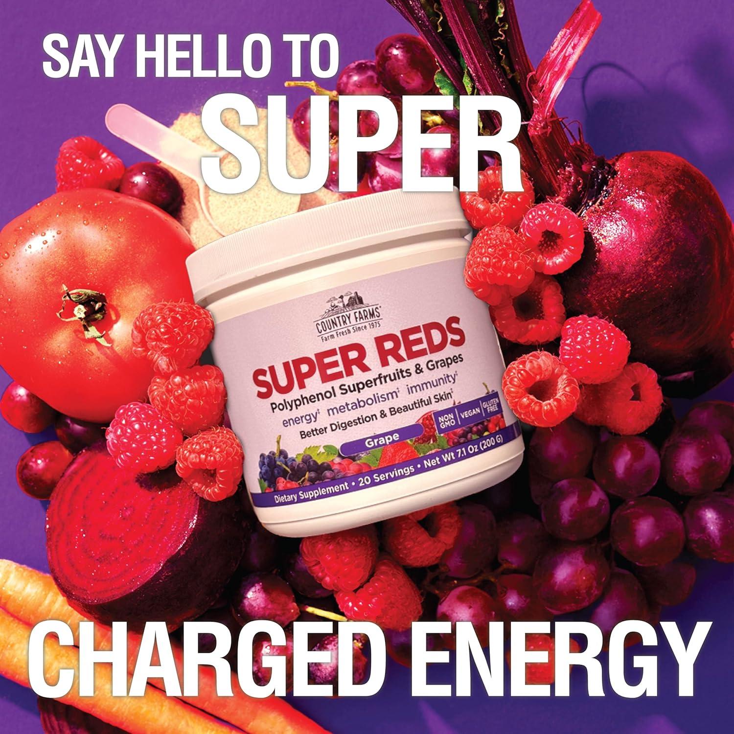 Country Farms Super Reds 200g - Superalimento Energizante Sabor Uva