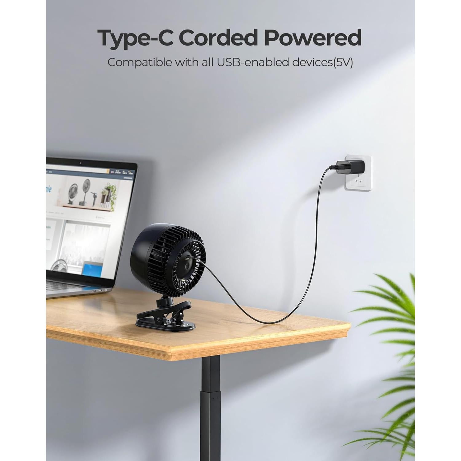 Ventilador de Clip Koonie USB, 3 Velocidades, Silencioso