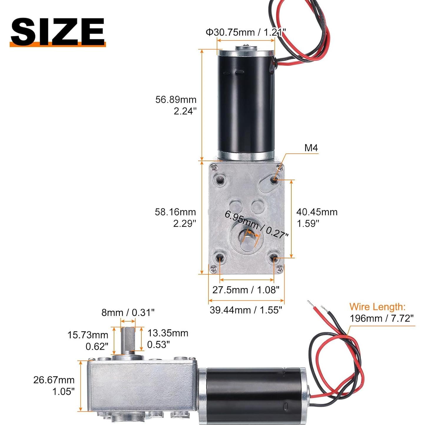 Motor de Engranaje DC 12V MECCANIXITY 3RPM 100kg.cm