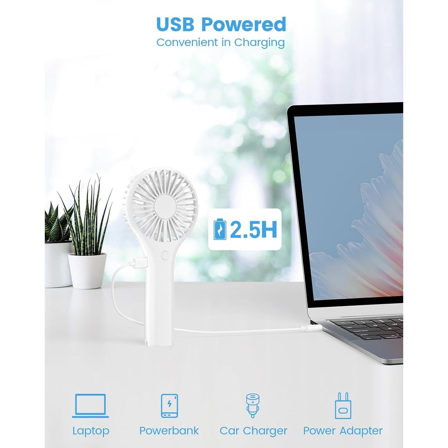 Ventilador de Mano Edvision Blanco Portátil 3 Velocidades