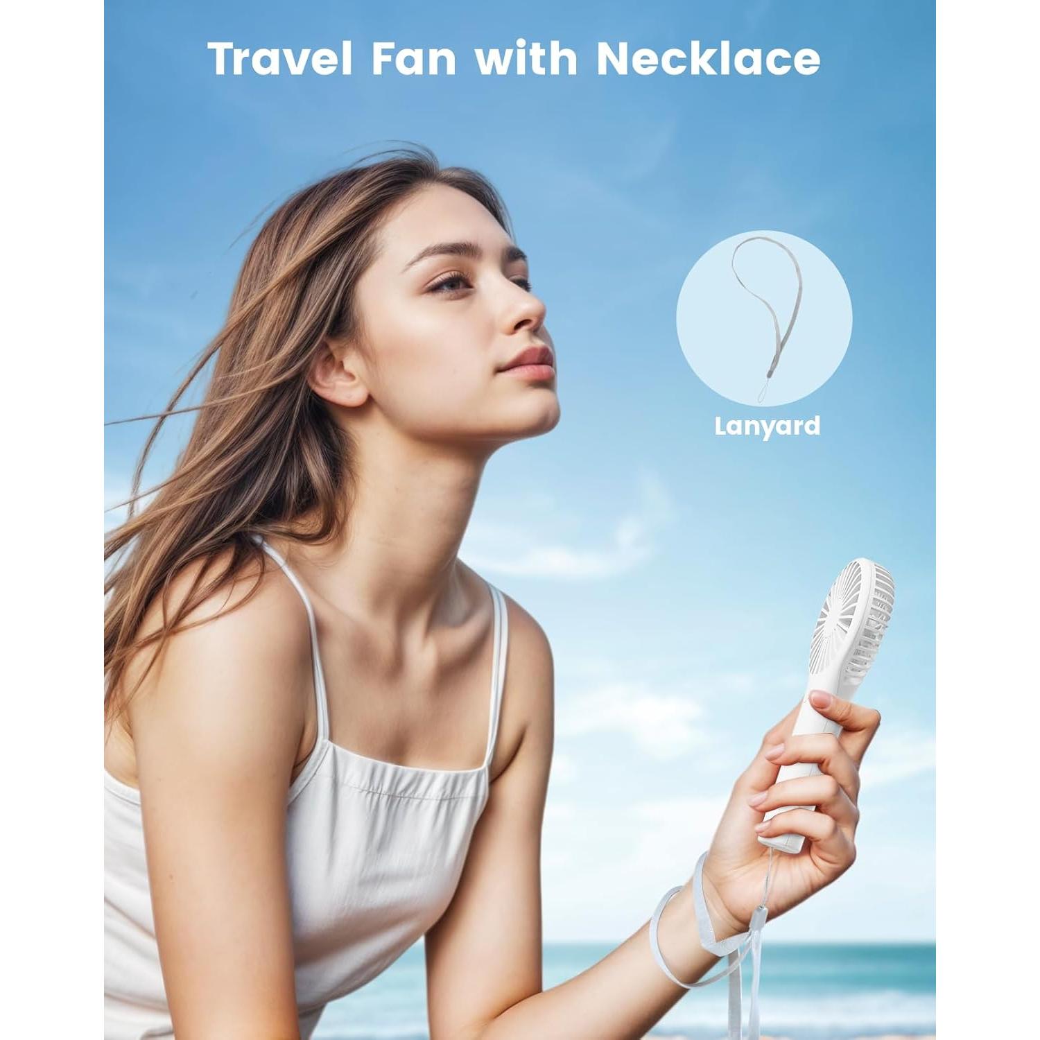 Ventilador de Mano Edvision Blanco Portátil 3 Velocidades