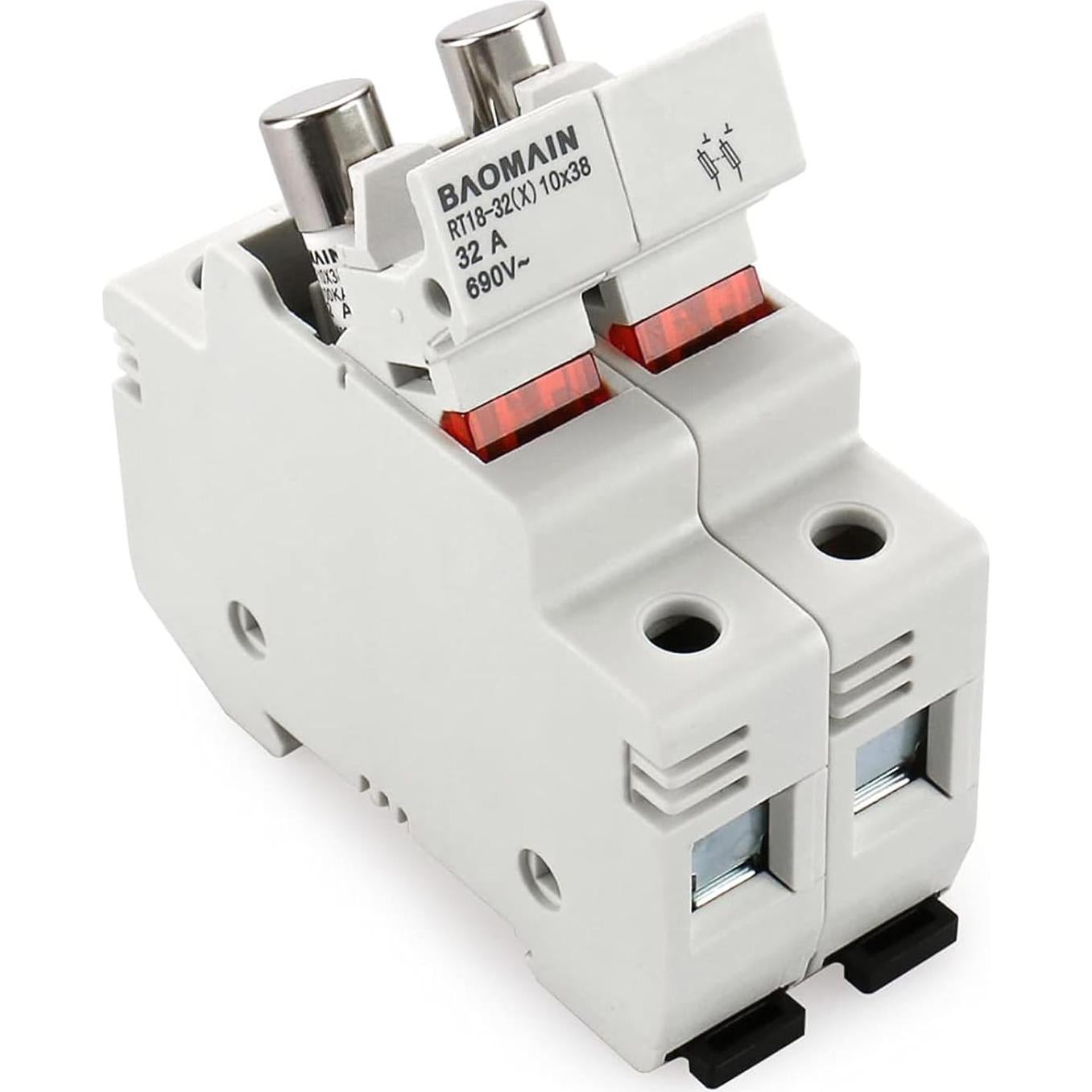Portafusibles RT18-32 Baomain con 10 Fusibles Cerámicos 1A