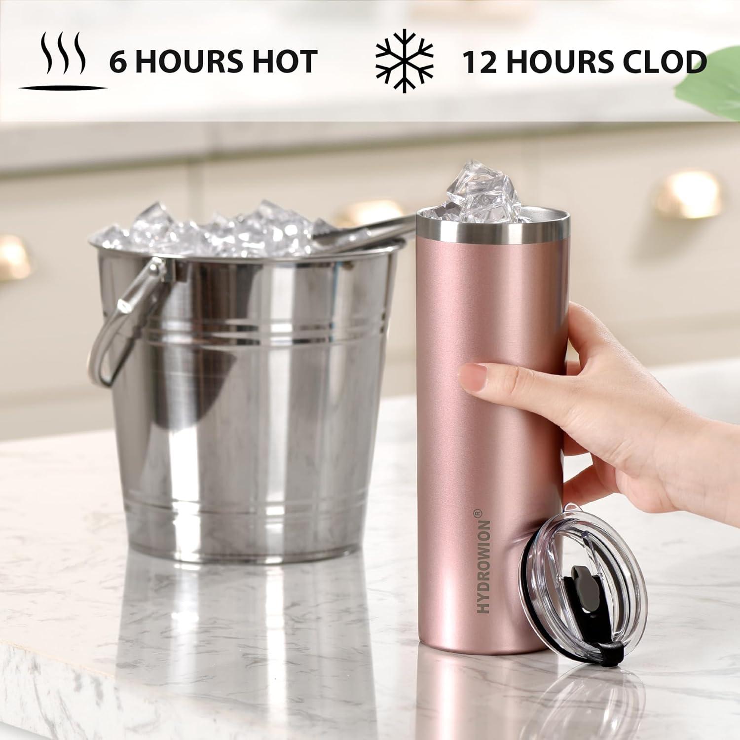 Vaso Aislado HYDROWION 12 oz Acero Inoxidable Negro con Tapa