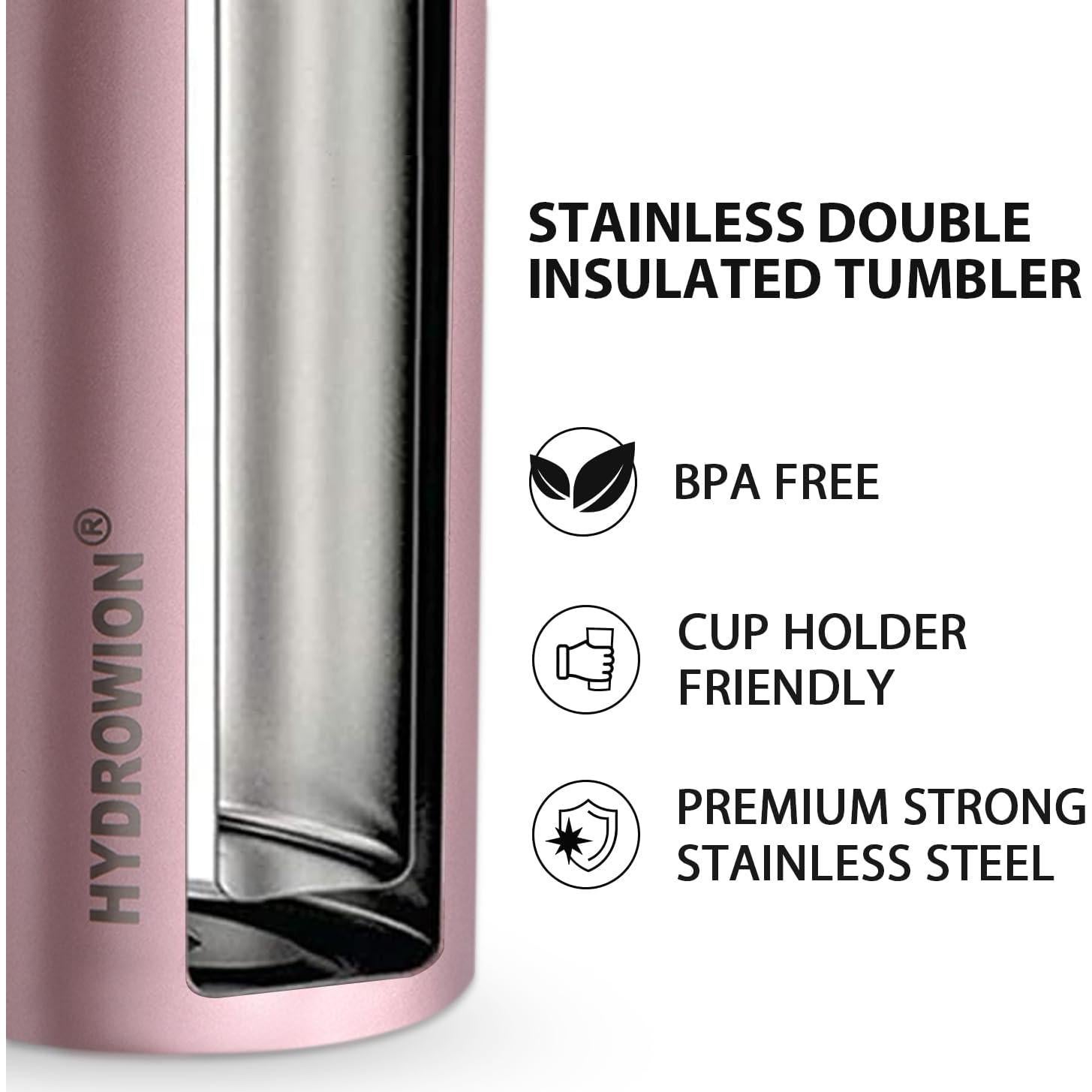 Vaso Aislado HYDROWION 12 oz Acero Inoxidable Negro con Tapa