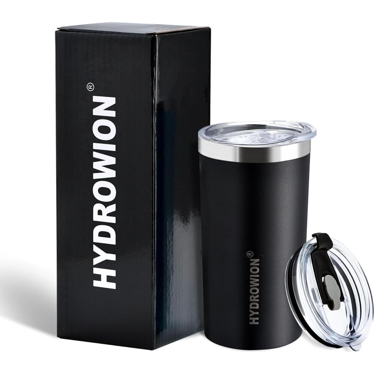 Vaso Aislado HYDROWION 12 oz Acero Inoxidable Negro con Tapa