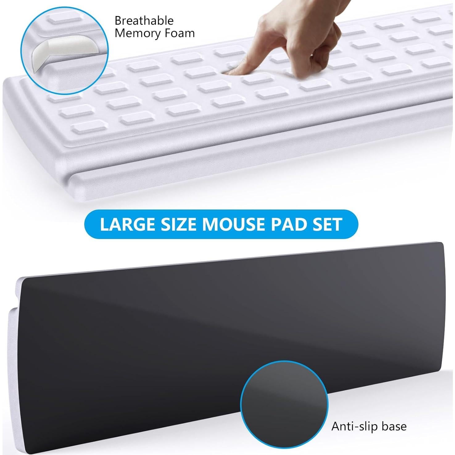 Acrylic Tilted Keyboard Holder - Clear, 3-Level Height Adjustment & Wrist Rest - White, Fits All Keyboard