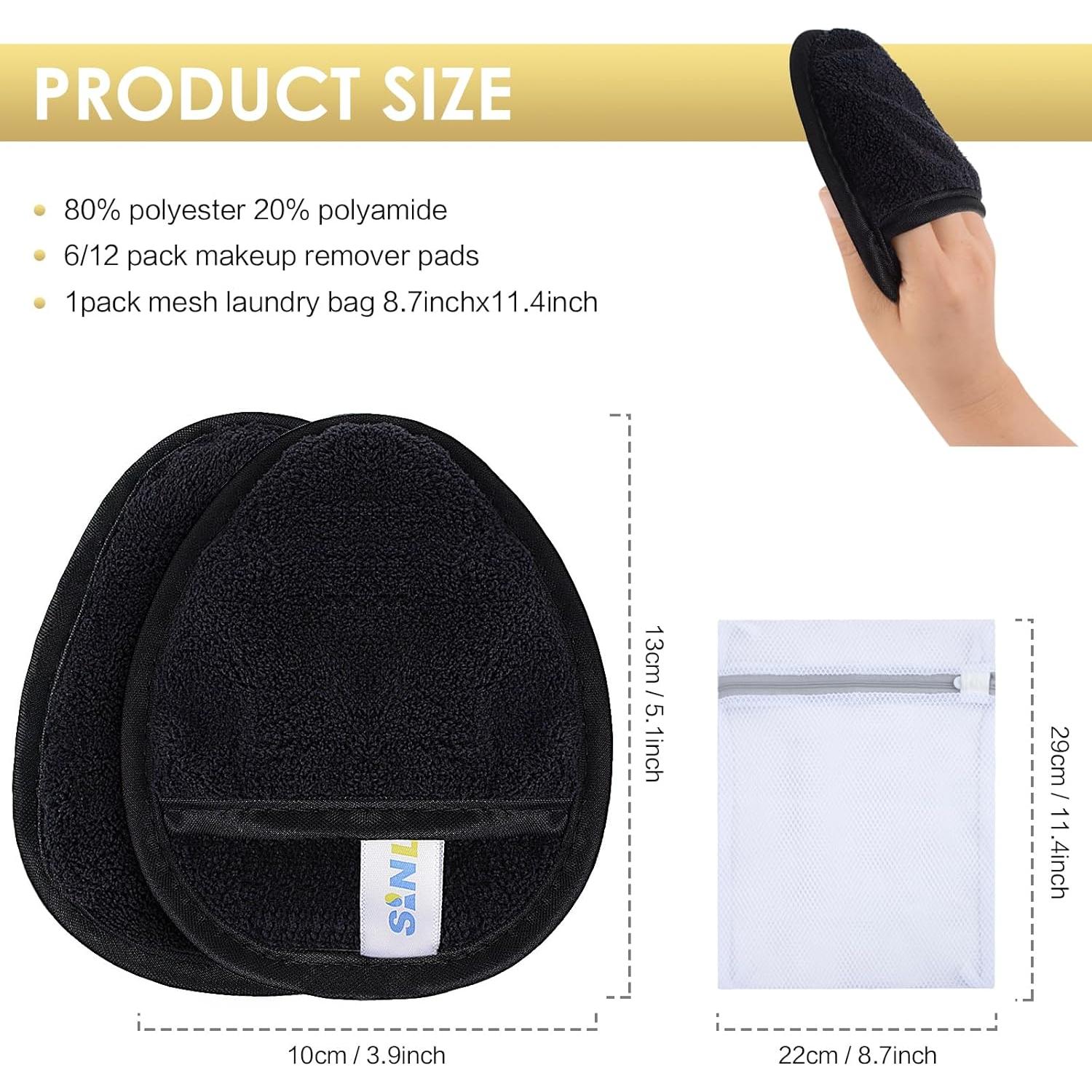 Almohadillas Reutilizables Desmaquillantes SINLAND - 6 Piezas Microfibra