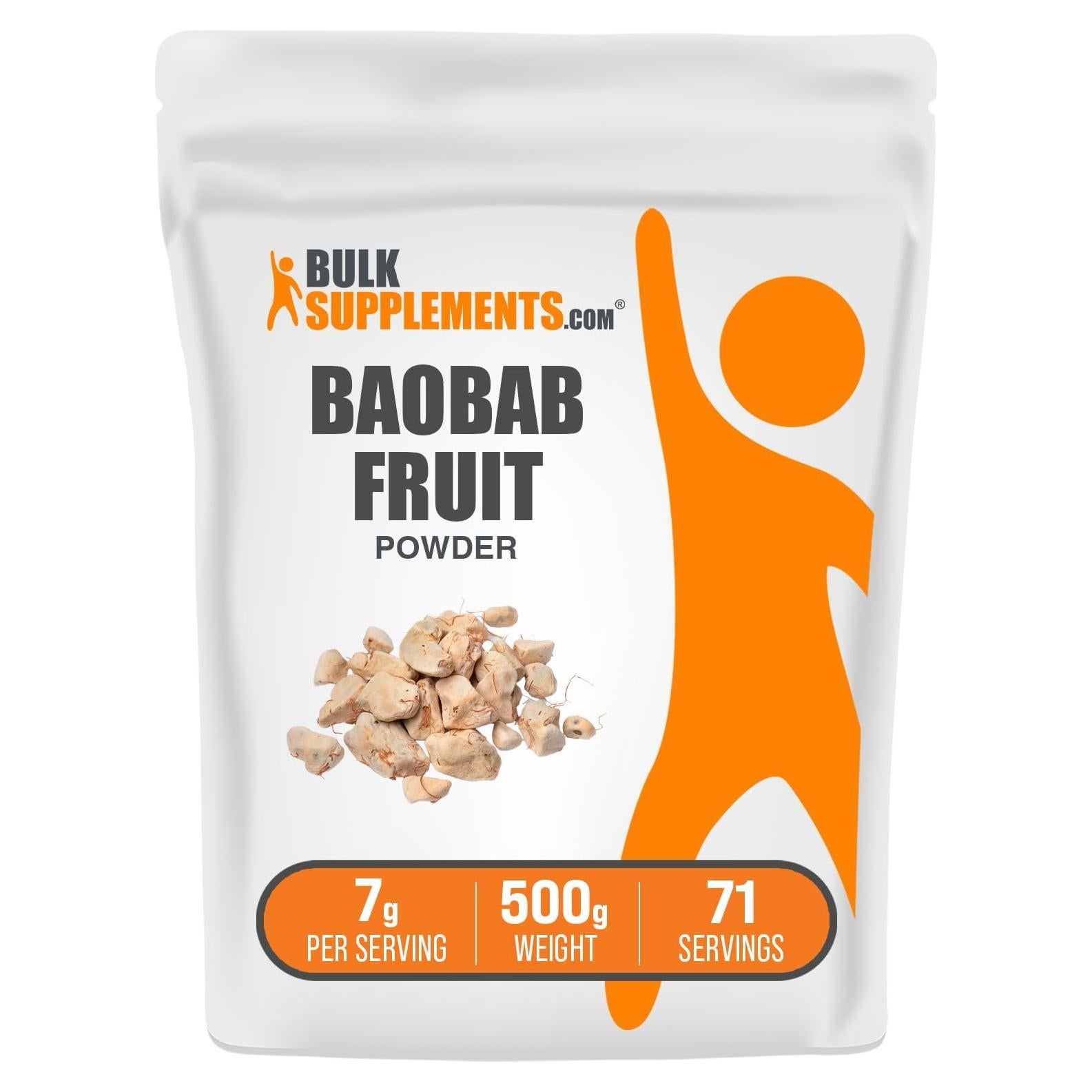 Polvo de Fruta de Baobab BulkSupplements 500g - Antioxidante Sin Gluten