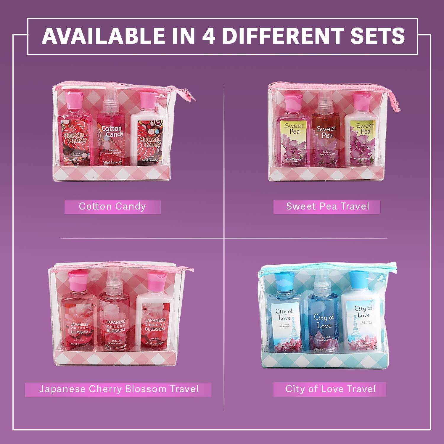 Set de Viaje Spa Loción Corporal Gel Ducha Bruma Aromática