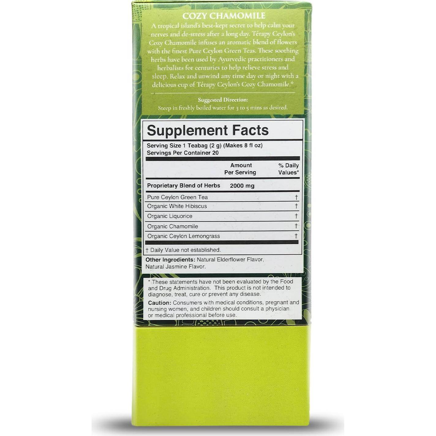 Té de Manzanilla Orgánica Terapia Ceylon - 20 Bolsitas