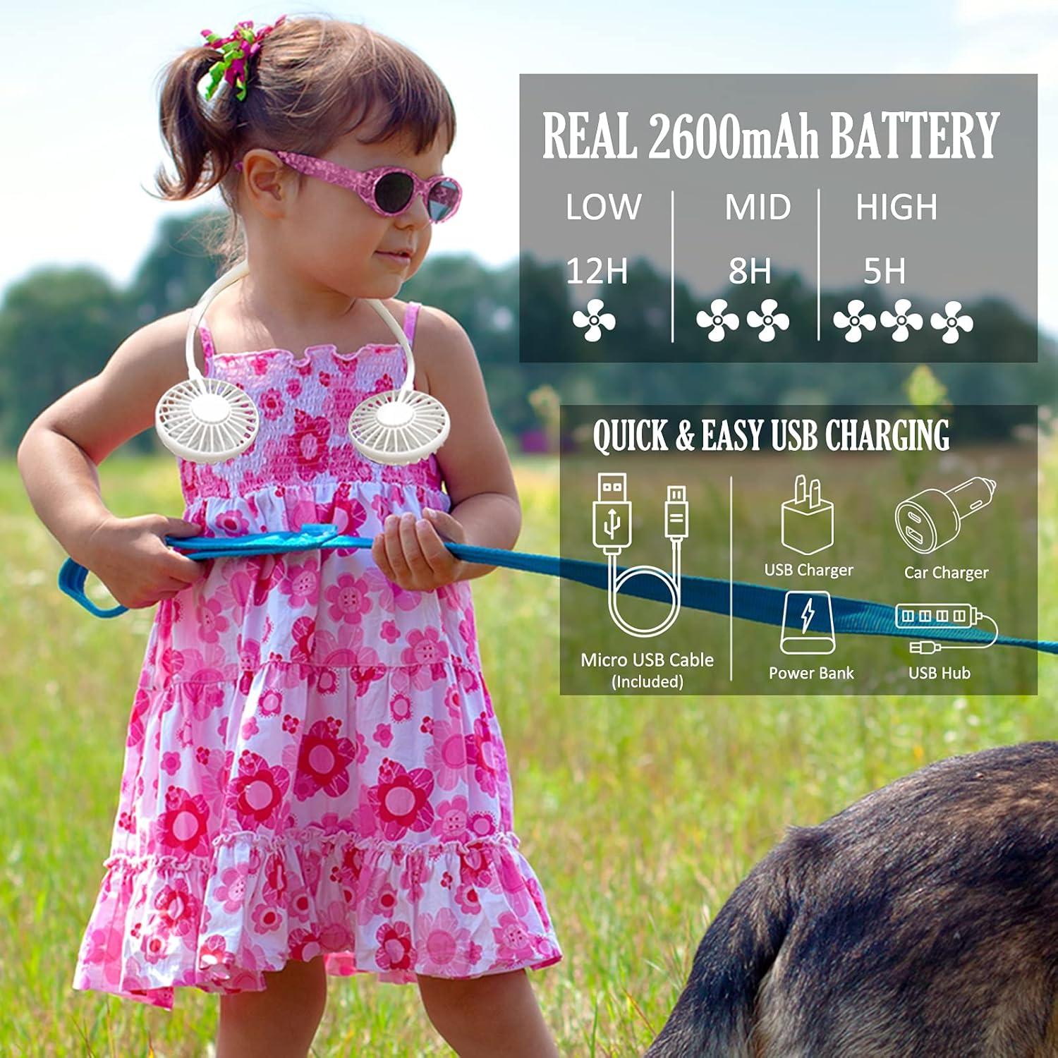 Ventilador de Cuello YALTOON Blanco 2600mAh 3 Velocidades