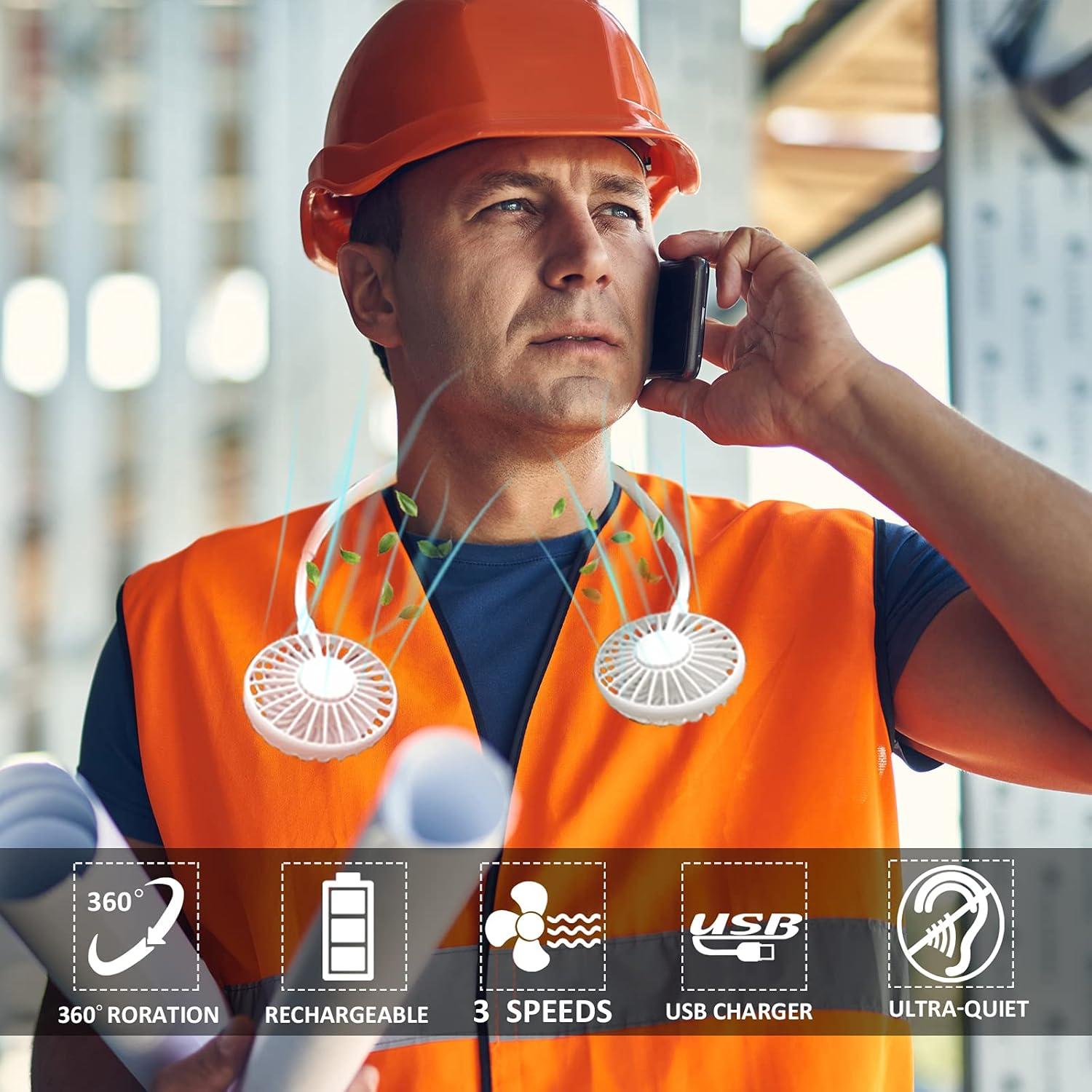 Ventilador de Cuello YALTOON Blanco 2600mAh 3 Velocidades