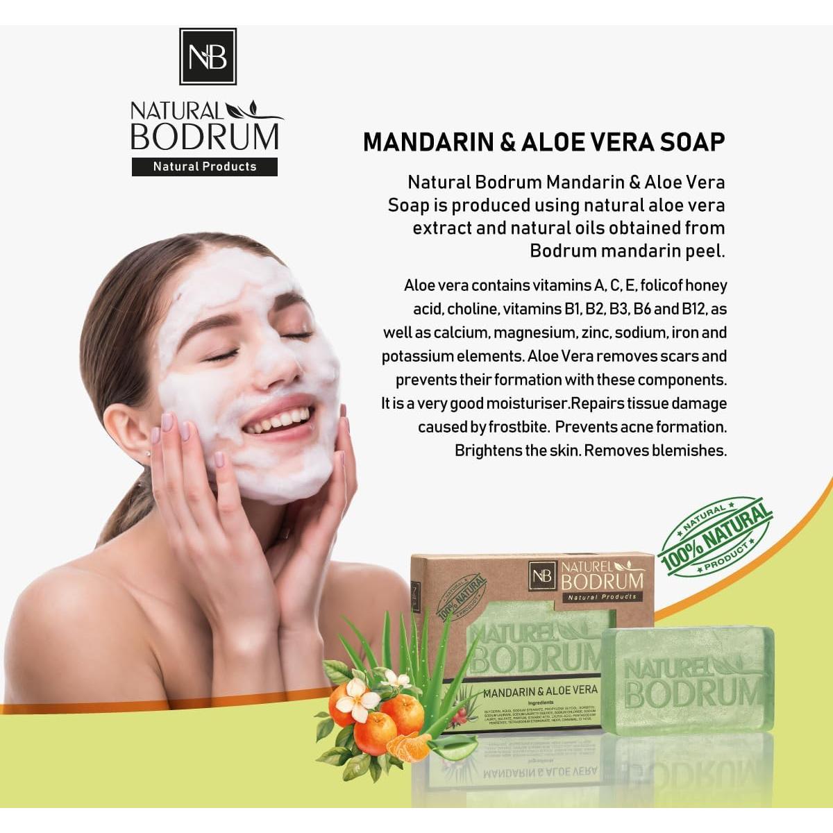 Barra de Jabón Orgánico Mandarina y Aloe Vera 100g - Natural Bodrum