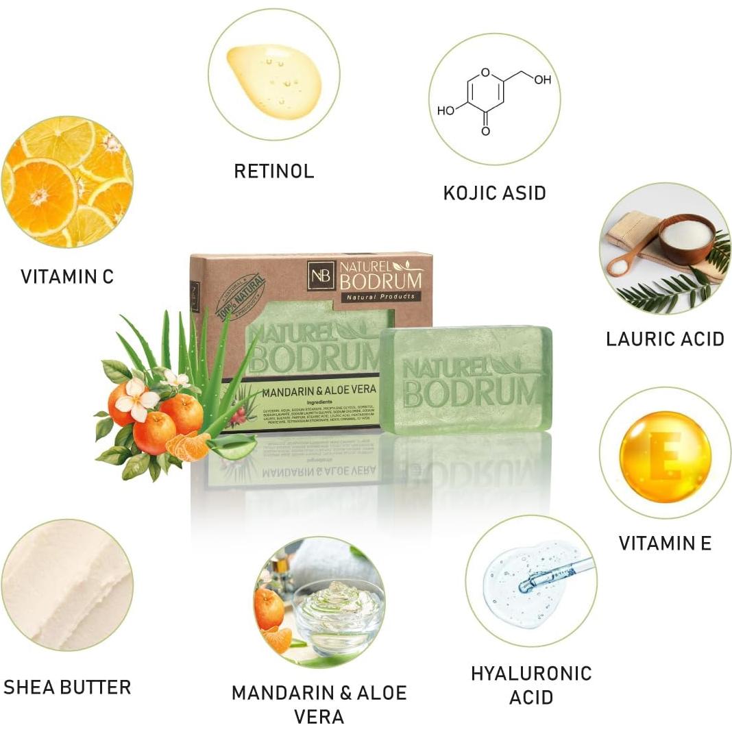 Barra de Jabón Orgánico Mandarina y Aloe Vera 100g - Natural Bodrum