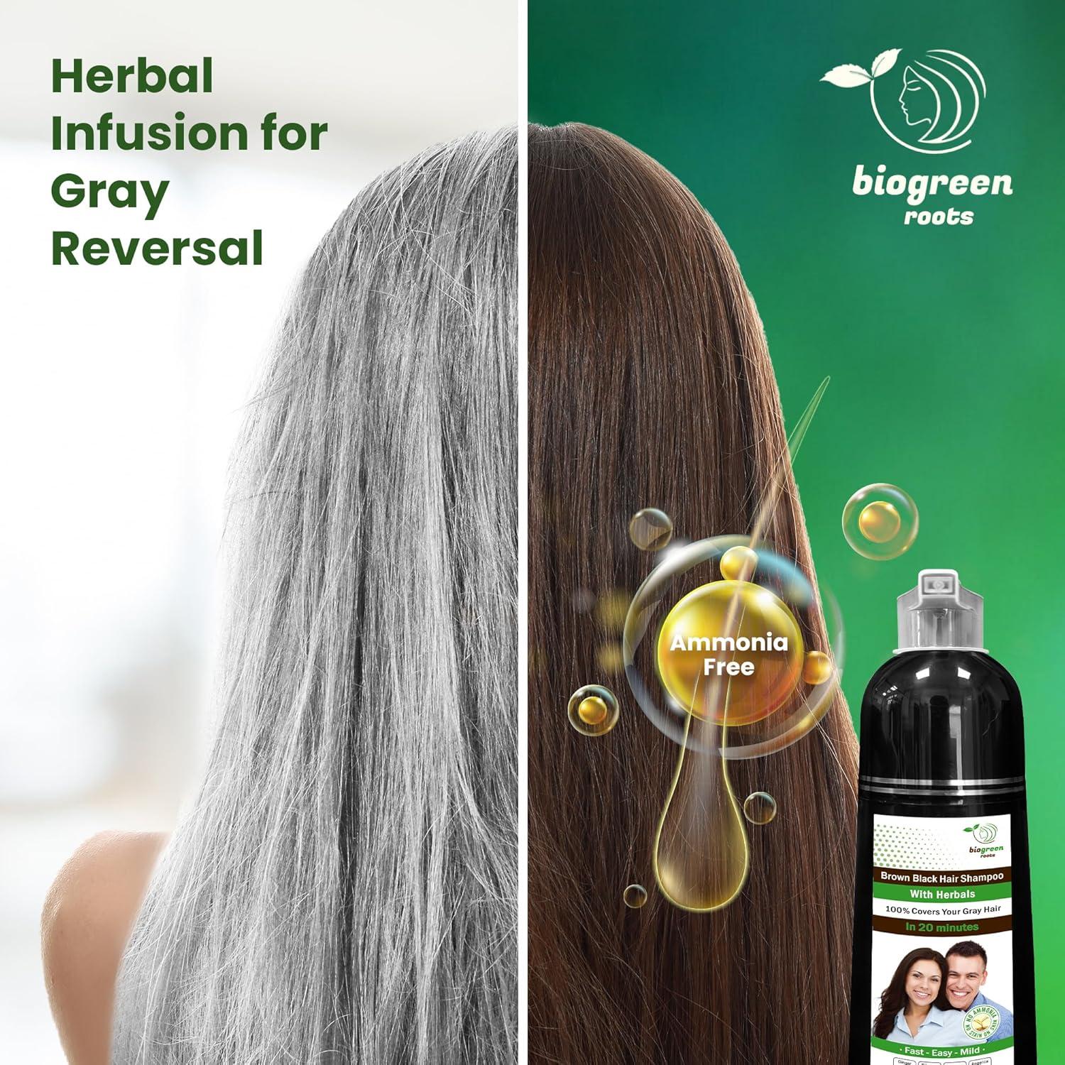 Champú Tinte Natural Biogreen Roots 400 ml Marrón Negro