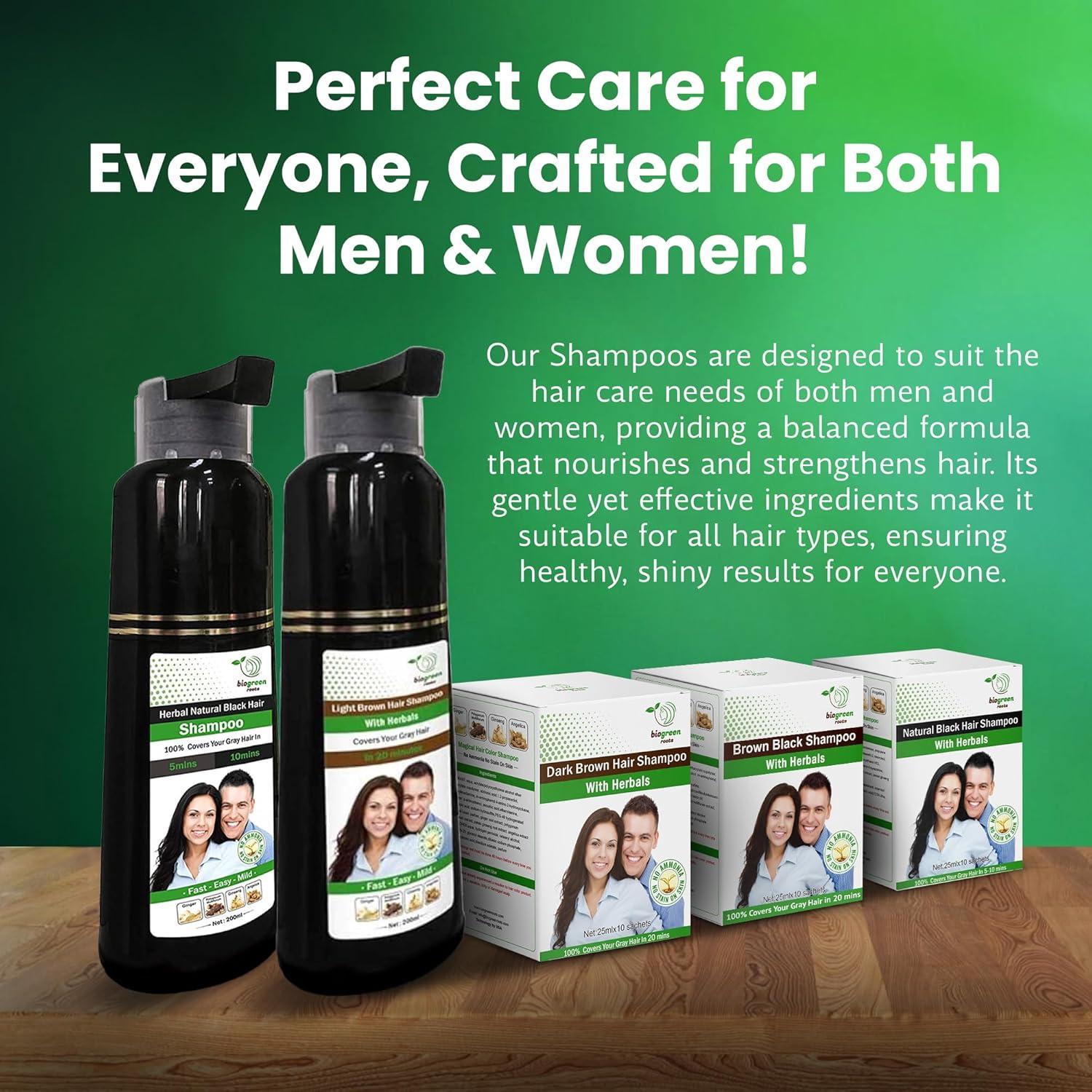 Champú Tinte Natural Biogreen Roots 400 ml Marrón Negro