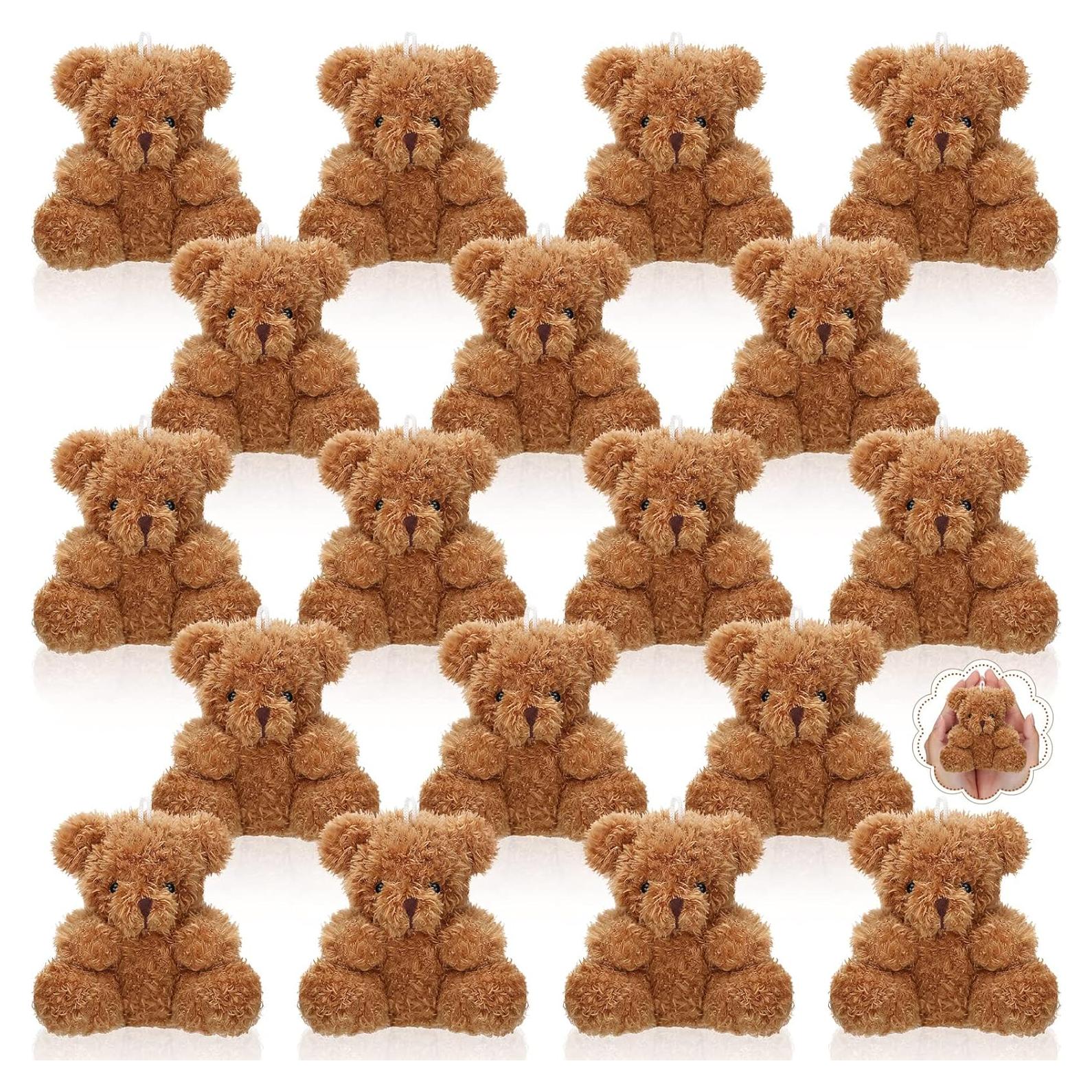 20 Mini Osos de Peluche Chivao 10 cm Marrón para Fiestas