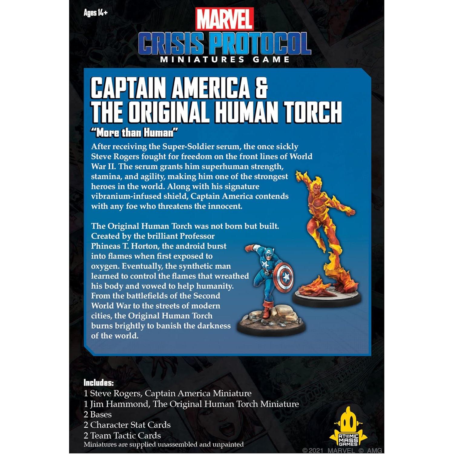 Juego de mesa Marvel Crisis Protocol Capitán América y Antorcha Humana