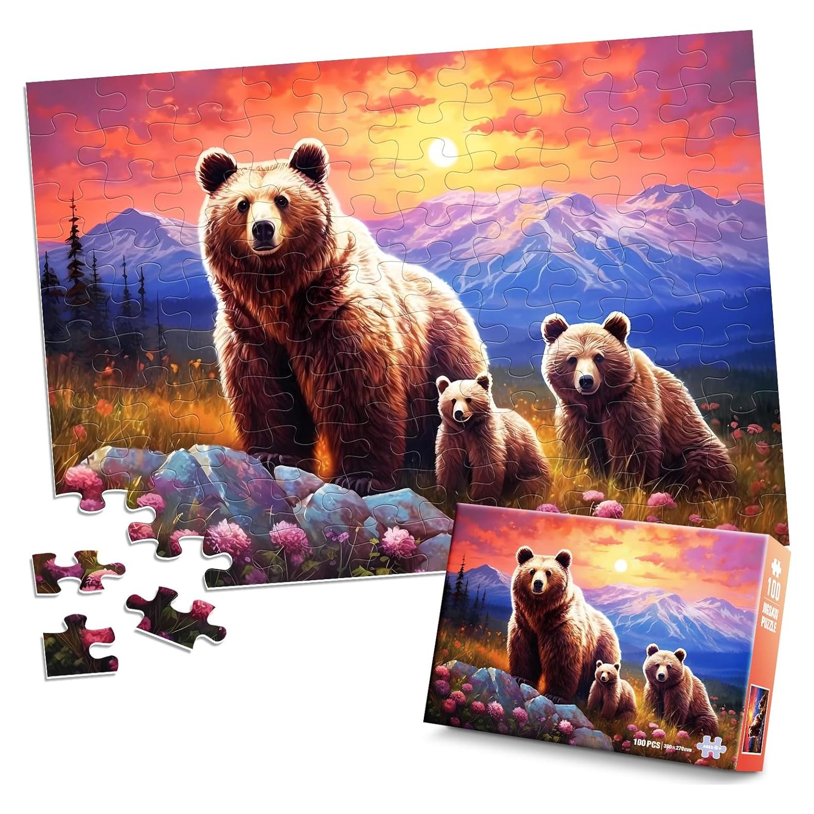 Rompecabezas de 100 Piezas Jeacirio Oso Marrón 38.1x26.9 cm