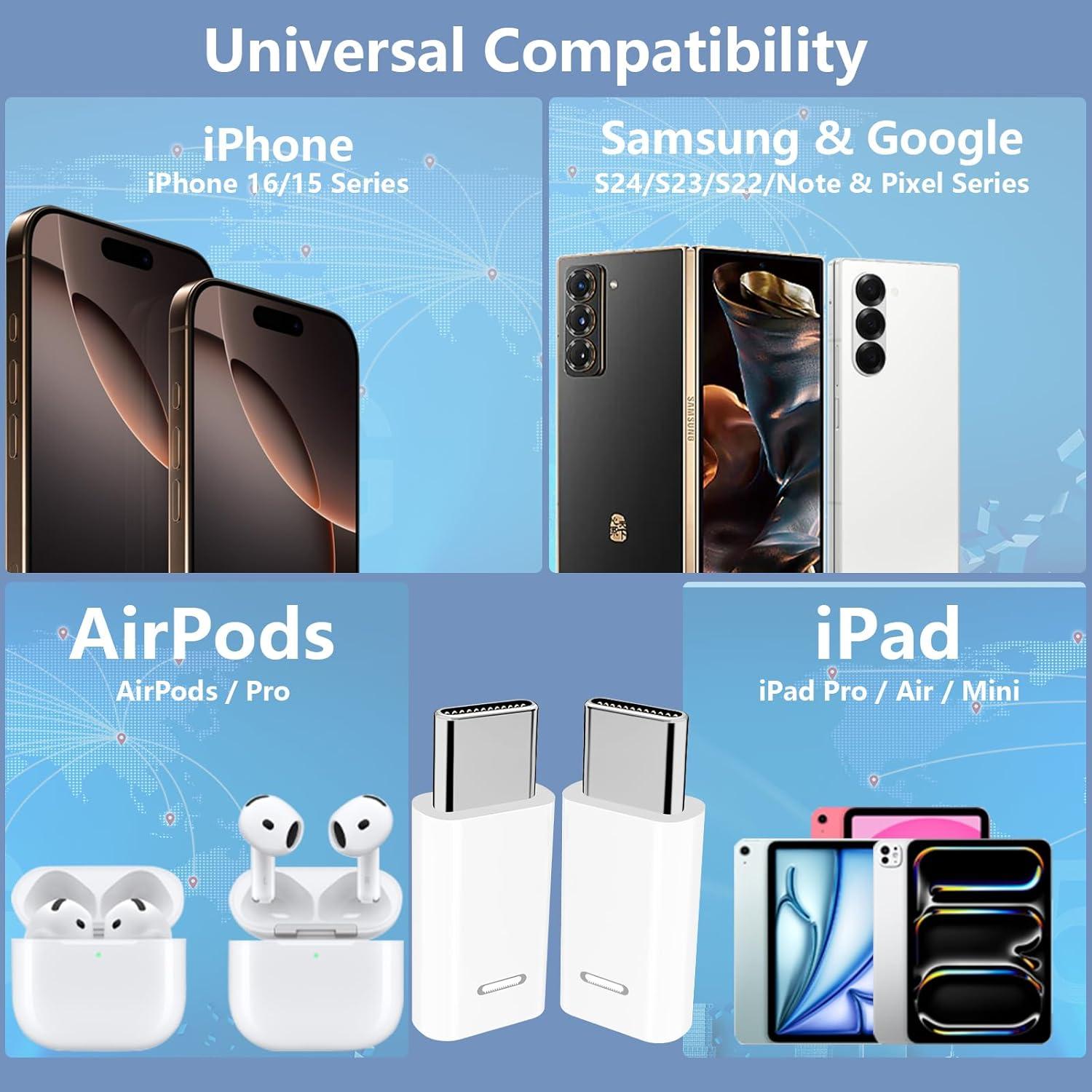 Adaptador Lightning a USB-C Stuffcool 4Pack Carga Rápida 35W