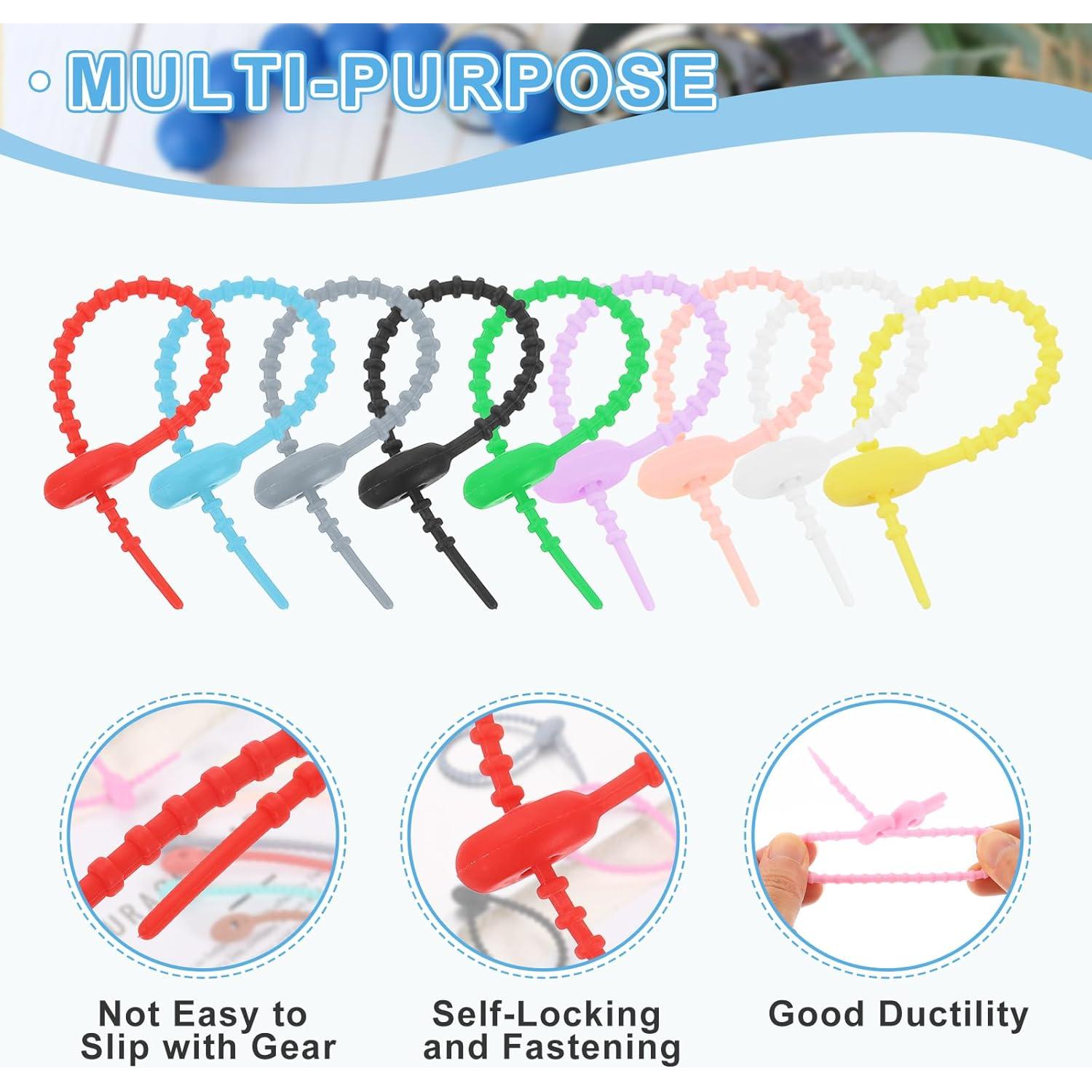 20 Piezas Correas de Silicona Reutilizables uxcell 10.16cm Blancas