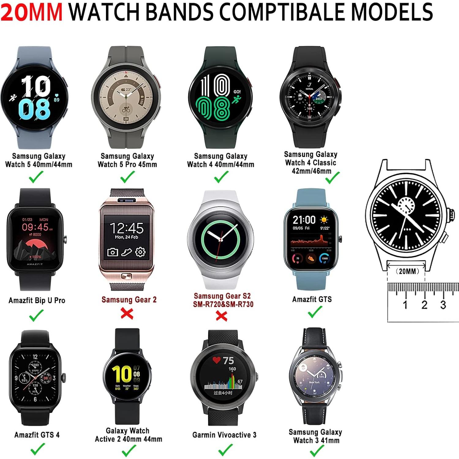 Correa de malla magnética 20 mm DMVEIMAL para smartwatch