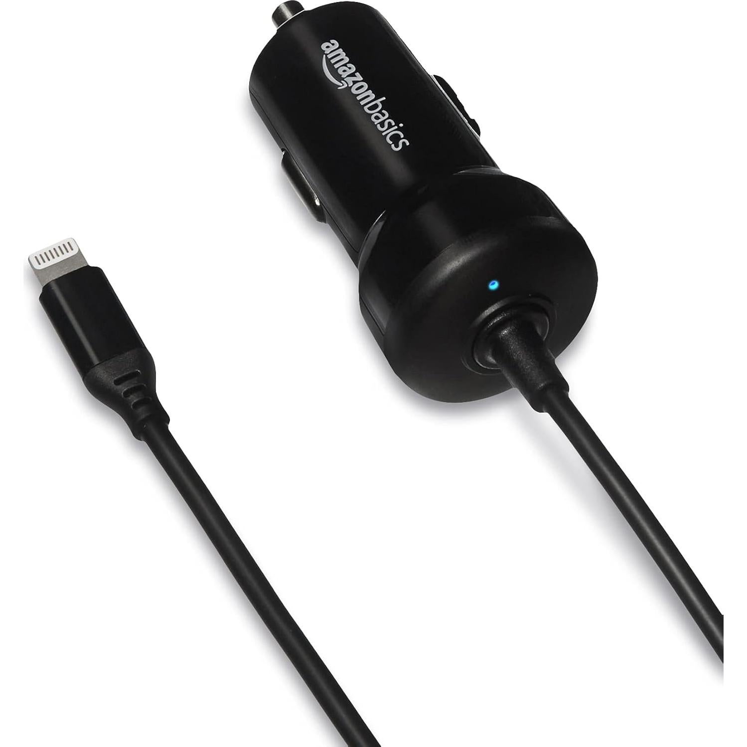 Cargador de coche Amazon Basics Lightning 12W 2.4A Negro