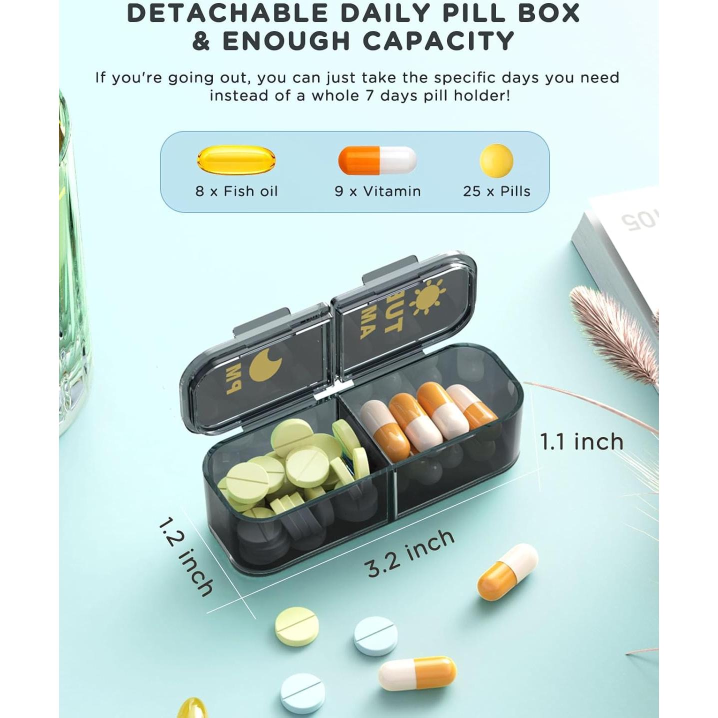 Organizador de Pastillas Acedada 2 Veces al Día Semanal 7 Días