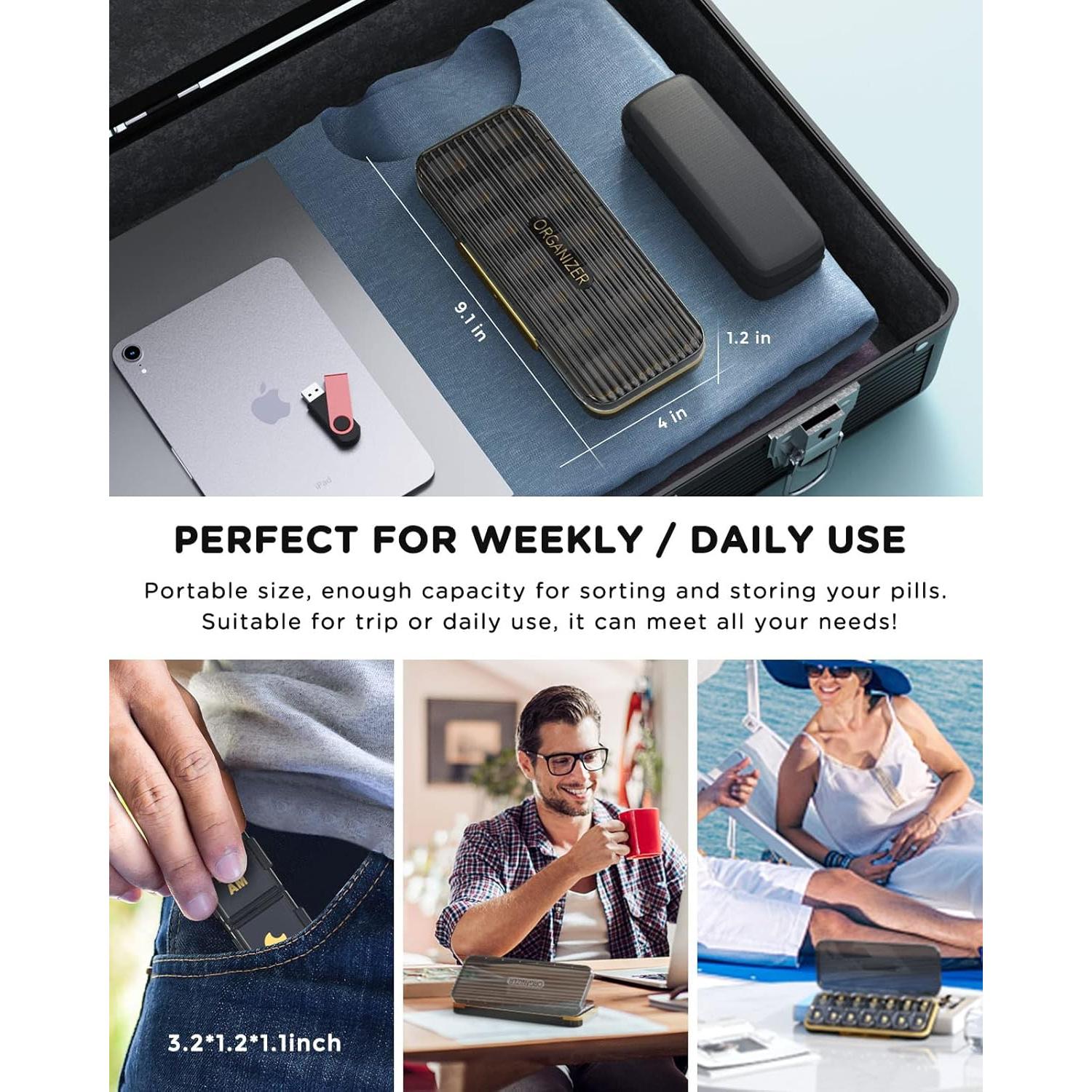 Organizador de Pastillas Acedada 2 Veces al Día Semanal 7 Días