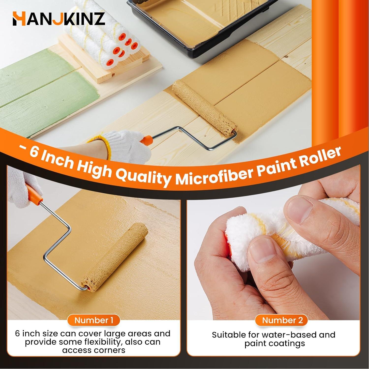 Kit de Rodillos de Pintura 6" Microfibra 9 Piezas HANJKINZ