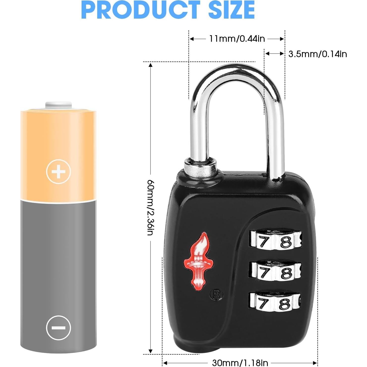 Candados de Combinación TSA iGuruTr 2-Pack Negro 142g